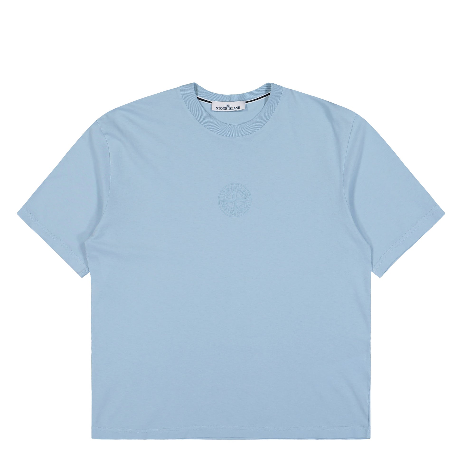 Stone Island Organic Cotton T-Shirt Dust Blue T-Shirts L1S152100001-S0E14 V004A Detail View 1 | GATE
