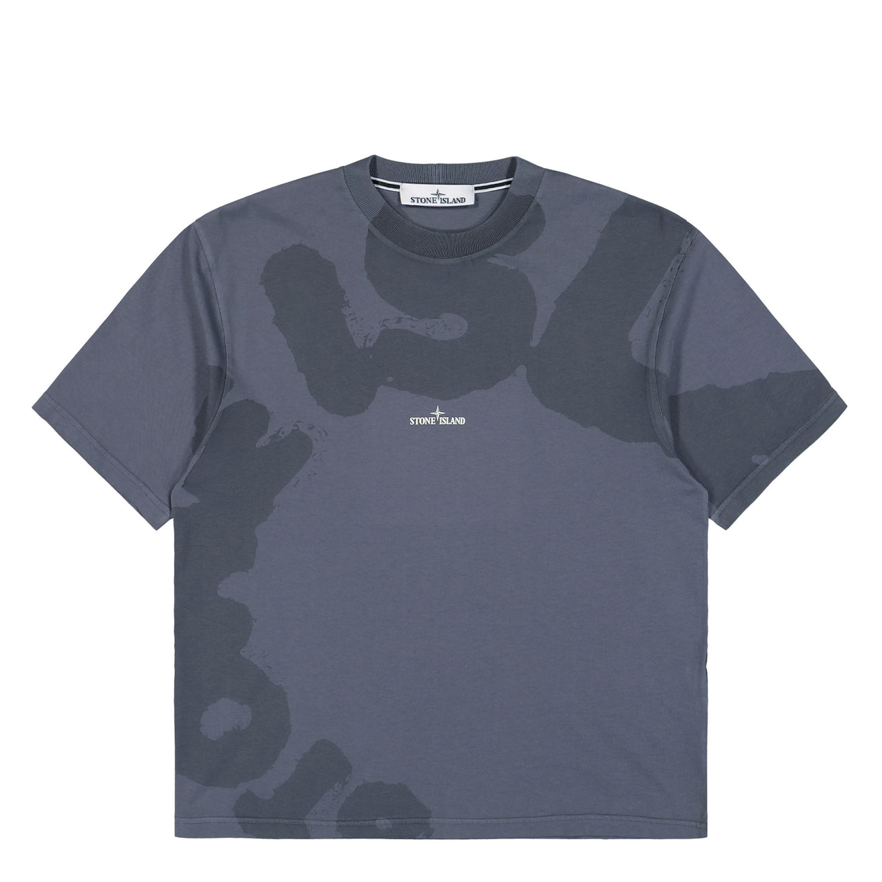 Stone Island Combed Organic Cotton T-Shirt Blue Grey T-Shirts L1S152100002-S0365 V002D Detail View 1 | GATE
