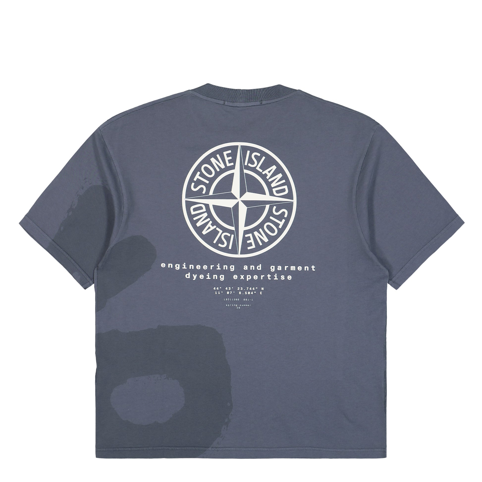 Stone Island Combed Organic Cotton T-Shirt Blue Grey T-Shirts L1S152100002-S0365 V002D Detail View 2 | GATE
