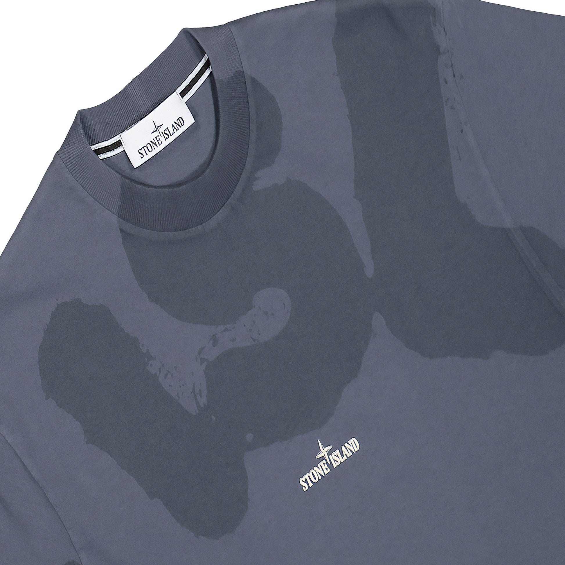 Stone Island Combed Organic Cotton T-Shirt Blue Grey T-Shirts L1S152100002-S0365 V002D Detail View 3 | GATE
