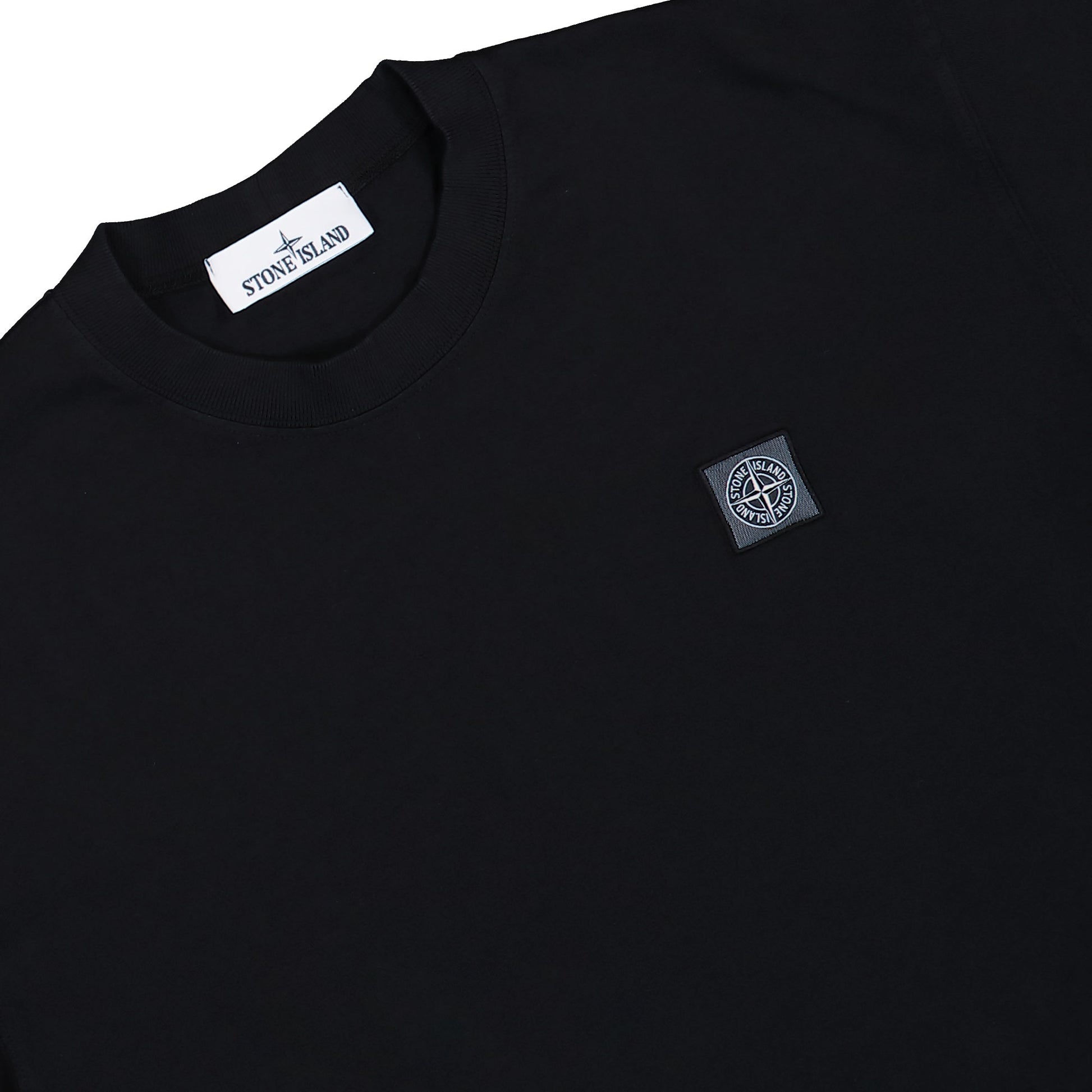 Stone Island Combed Organic Cotton T-Shirt Black  T-Shirts L1S152100030-S0115 V0029 Detail View 3 | GATE
