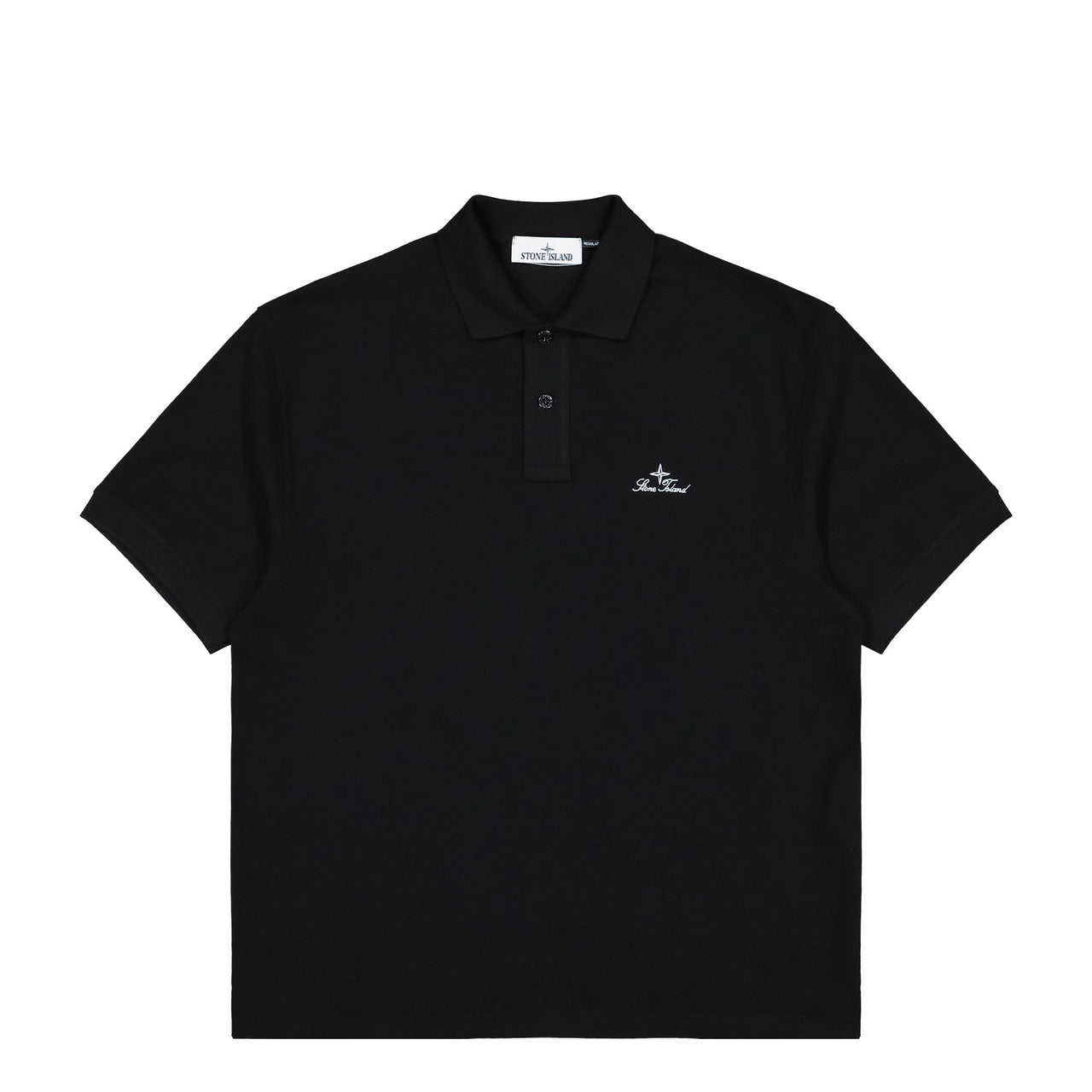 Stone Island 50/2 Organic Cotton Pique Polo Shirt Black Shirts L1S152200001-S0039 V0029 Detail View 1 | GATE
