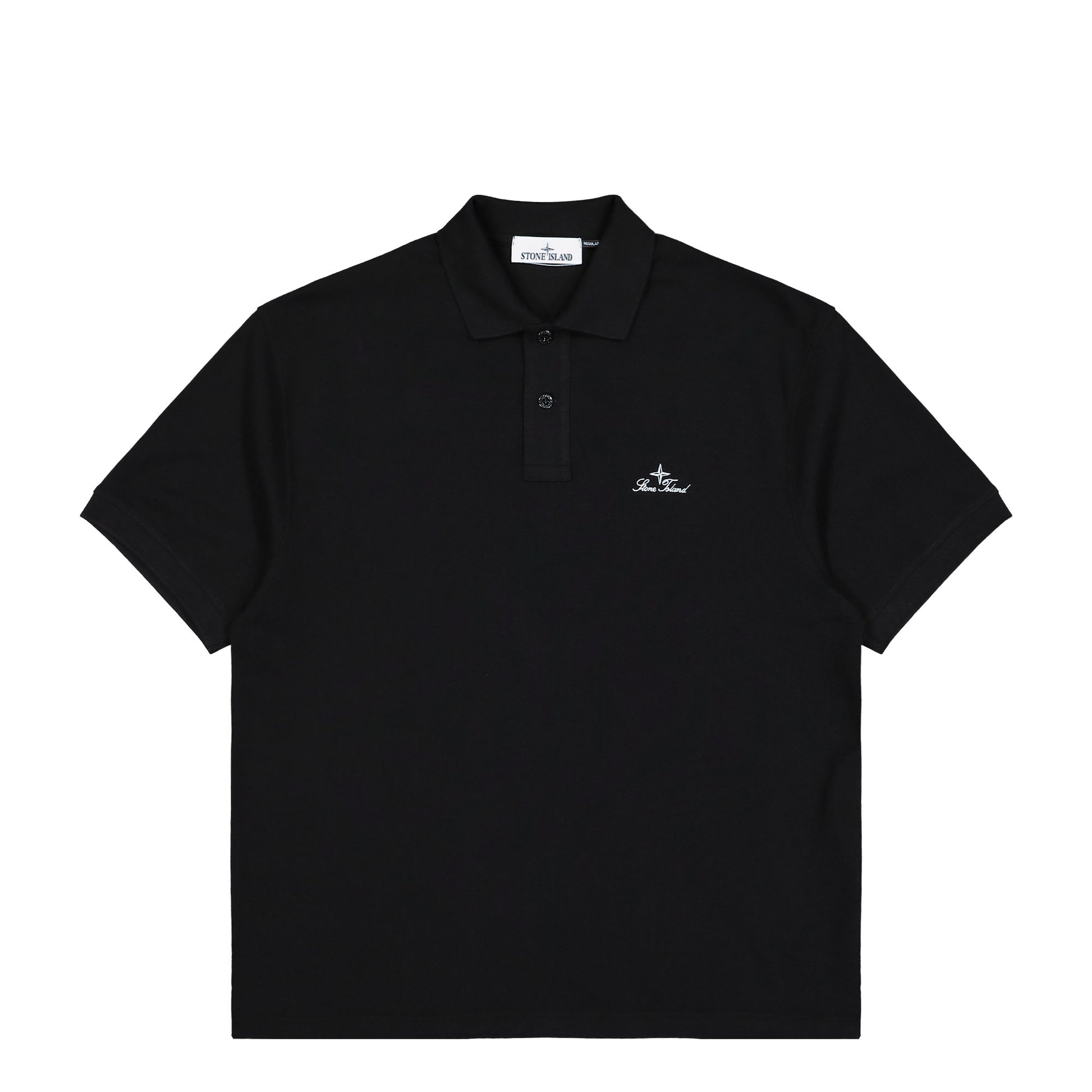 Stone Island 50/2 Organic Cotton Pique Polo Shirt Black Shirts L1S152200001-S0039 V0029 Detail View 1 | GATE
