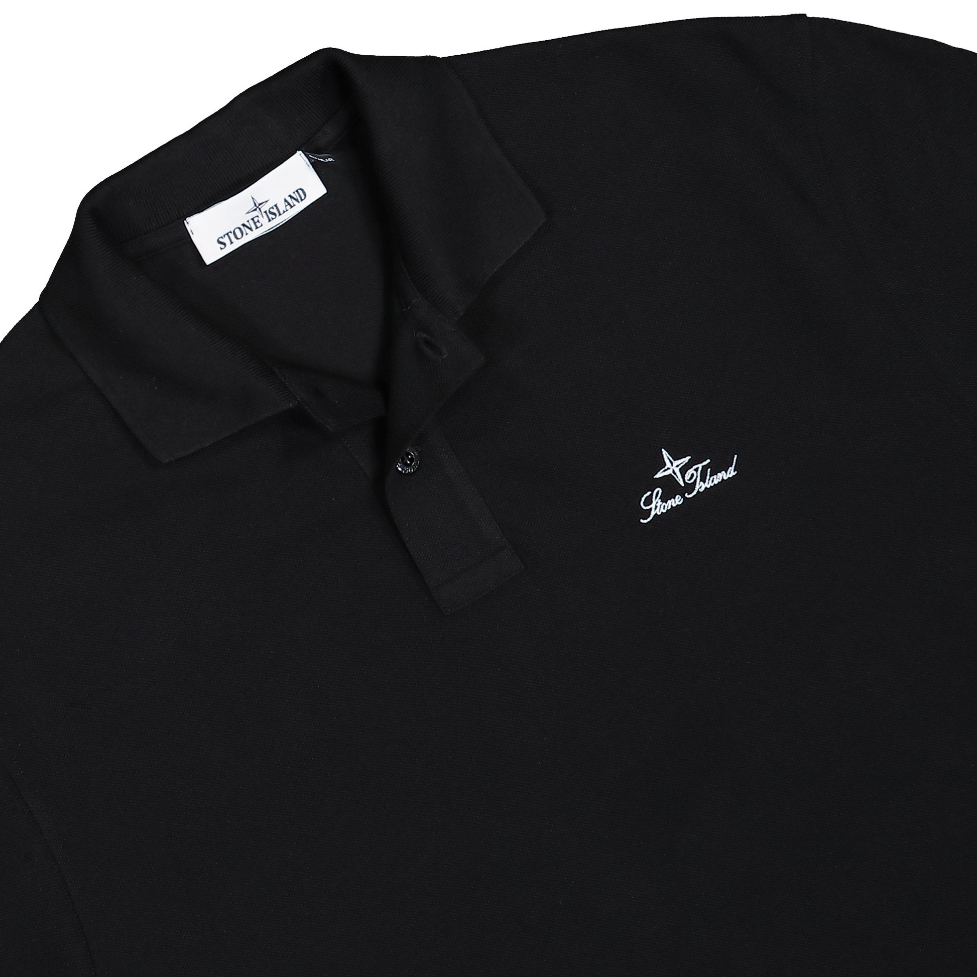Stone Island 50/2 Organic Cotton Pique Polo Shirt Black Shirts L1S152200001-S0039 V0029 Detail View 3 | GATE
