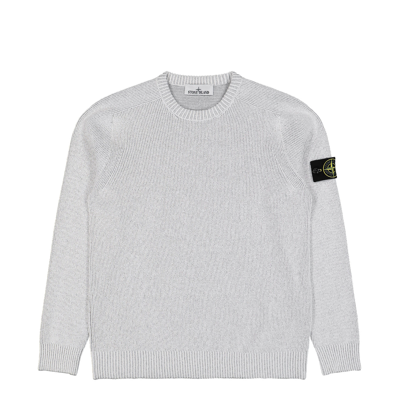 Stone Island Plated Rib Cotton Boucle Crewneck Melange Pearl Grey Sweatshirts L1S155100033-S0N12 V0M61 Detail View 1 | GATE
