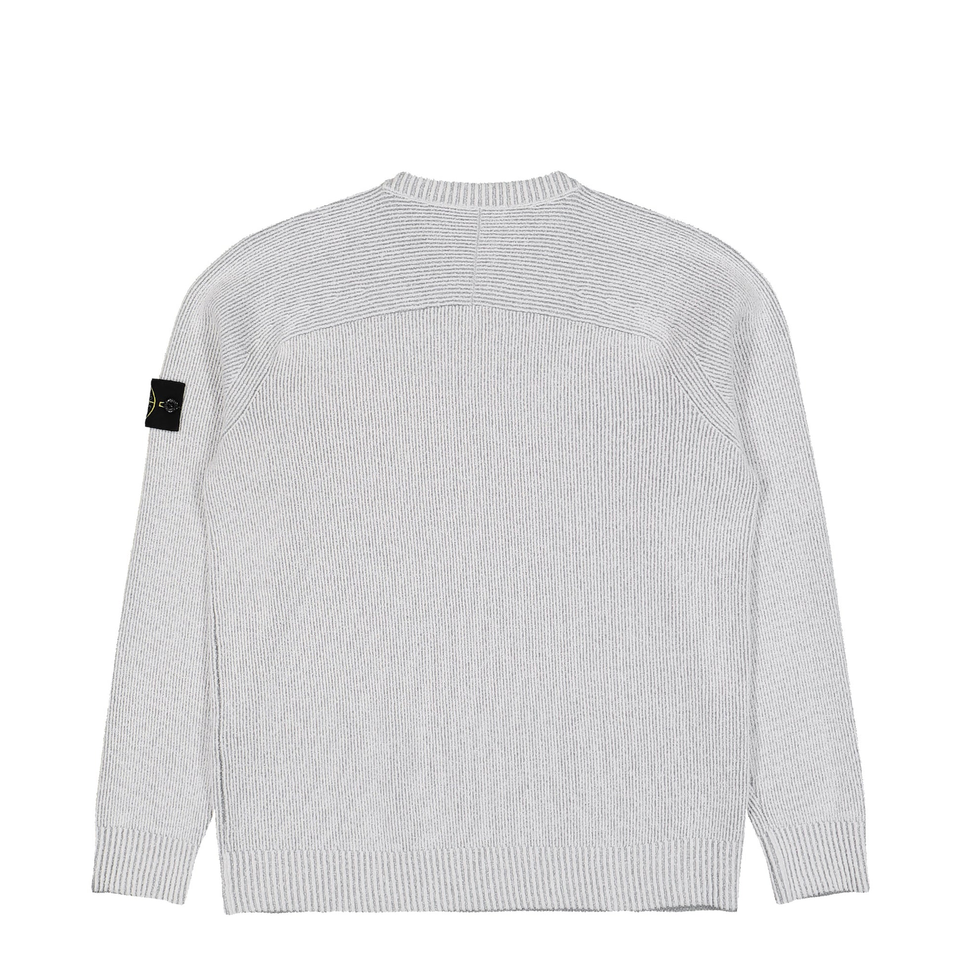 Stone Island Plated Rib Cotton Boucle Crewneck Melange Pearl Grey Sweatshirts L1S155100033-S0N12 V0M61 Detail View 2 | GATE
