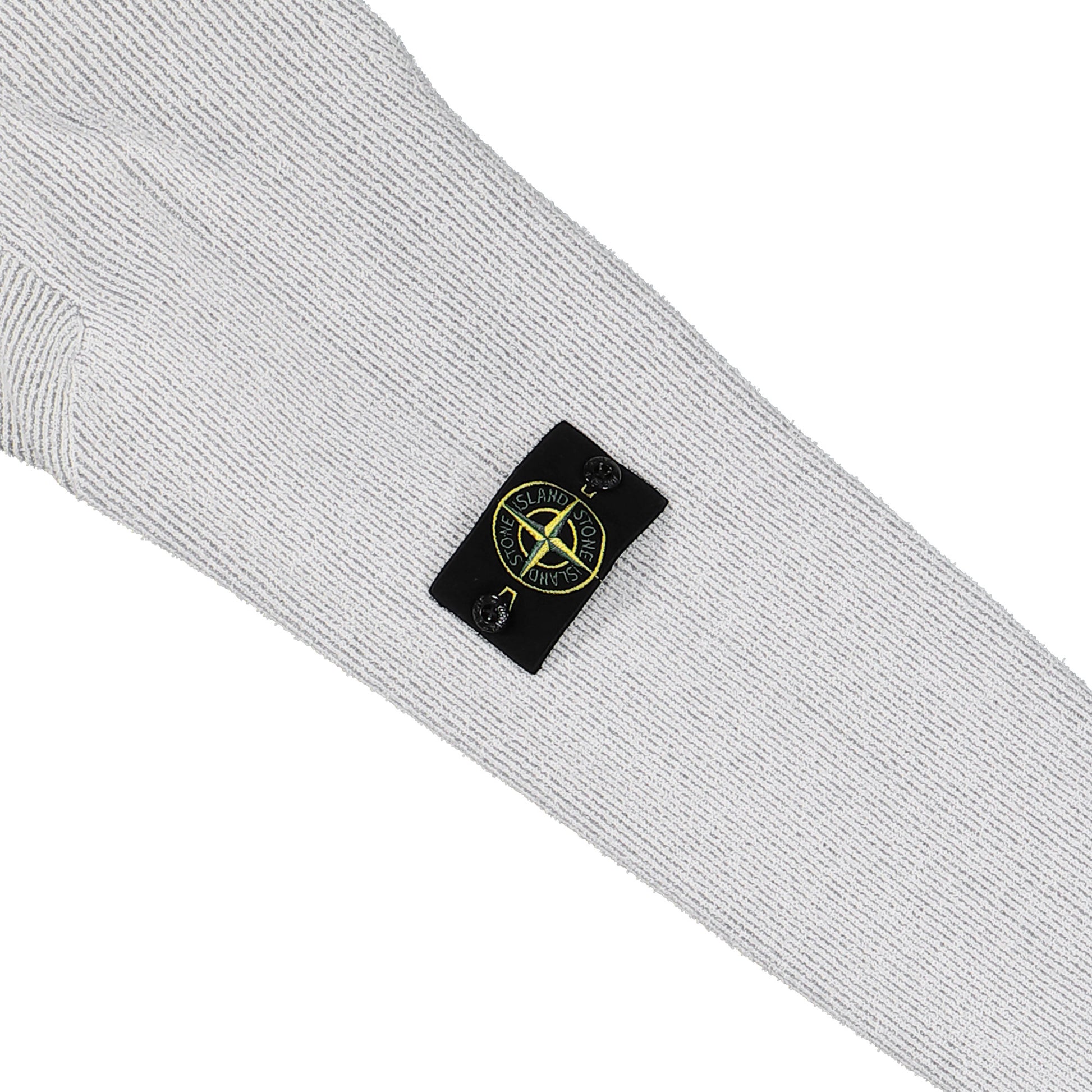 Stone Island Plated Rib Cotton Boucle Crewneck Melange Pearl Grey Sweatshirts L1S155100033-S0N12 V0M61 Detail View 4 | GATE
