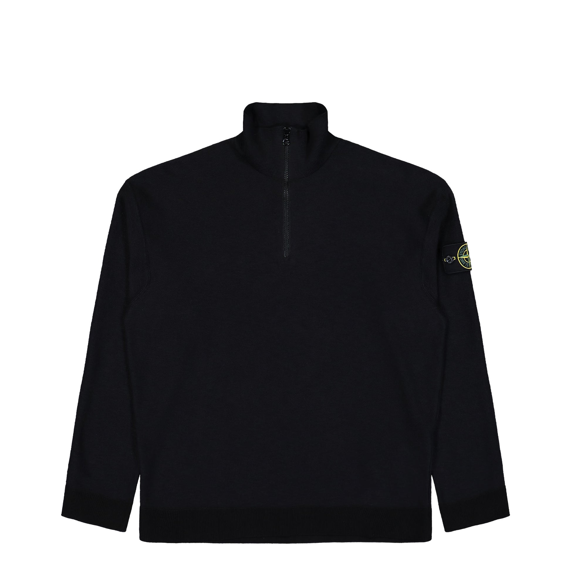 Stone Island Relaxed Fit Quarter Zip Knit LS Polo Black Sweatshirts L1S155100049-S01B0 V0029 Detail View 1 | GATE

