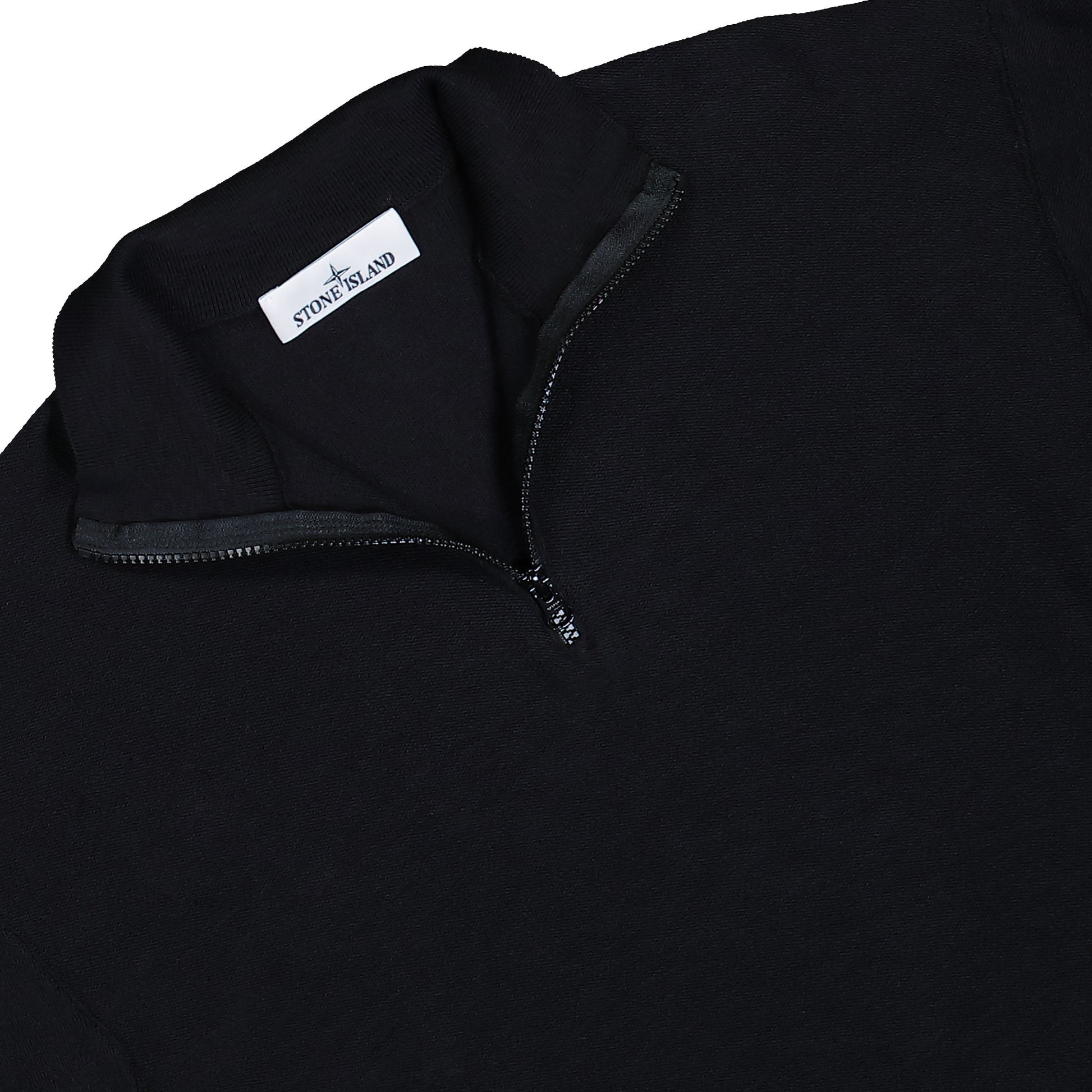 Stone Island Relaxed Fit Quarter Zip Knit LS Polo Black Sweatshirts L1S155100049-S01B0 V0029 Detail View 3 | GATE
