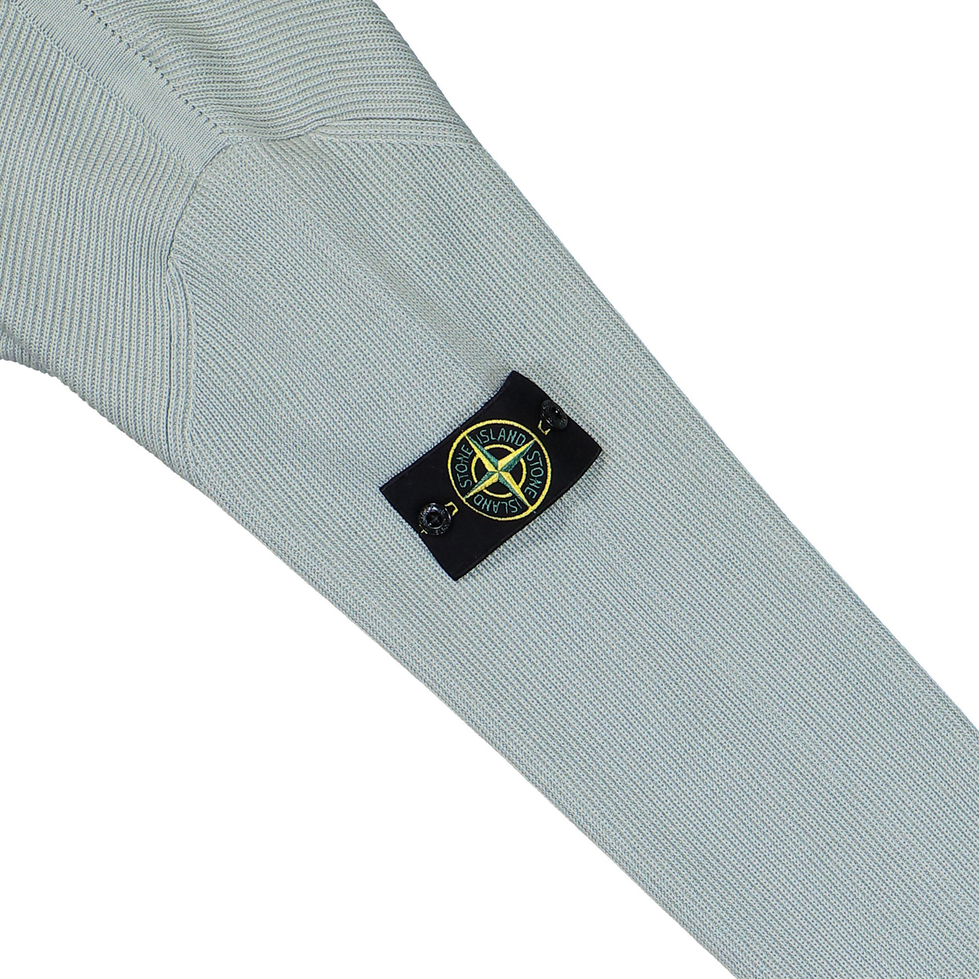 Stone Island Ribbed Soft Organic Cotton Zip Up Cardigan Sage  Cardigans L1S155100126-S00D8 V0055 Detail View 4 | GATE
