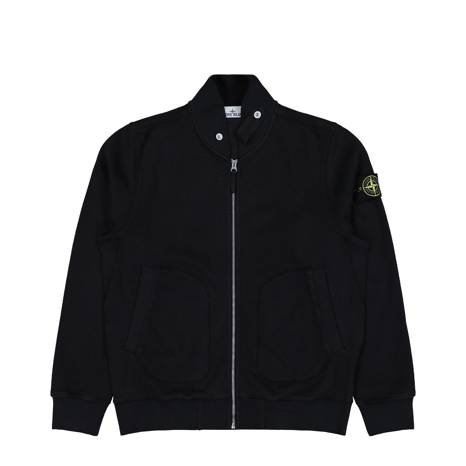 Stone Island Mesh Stich Organic Cotton Fleece Jacket Black  Tracksuit Tops L1S156100014-S0297 V0029 Detail View 1 | GATE
