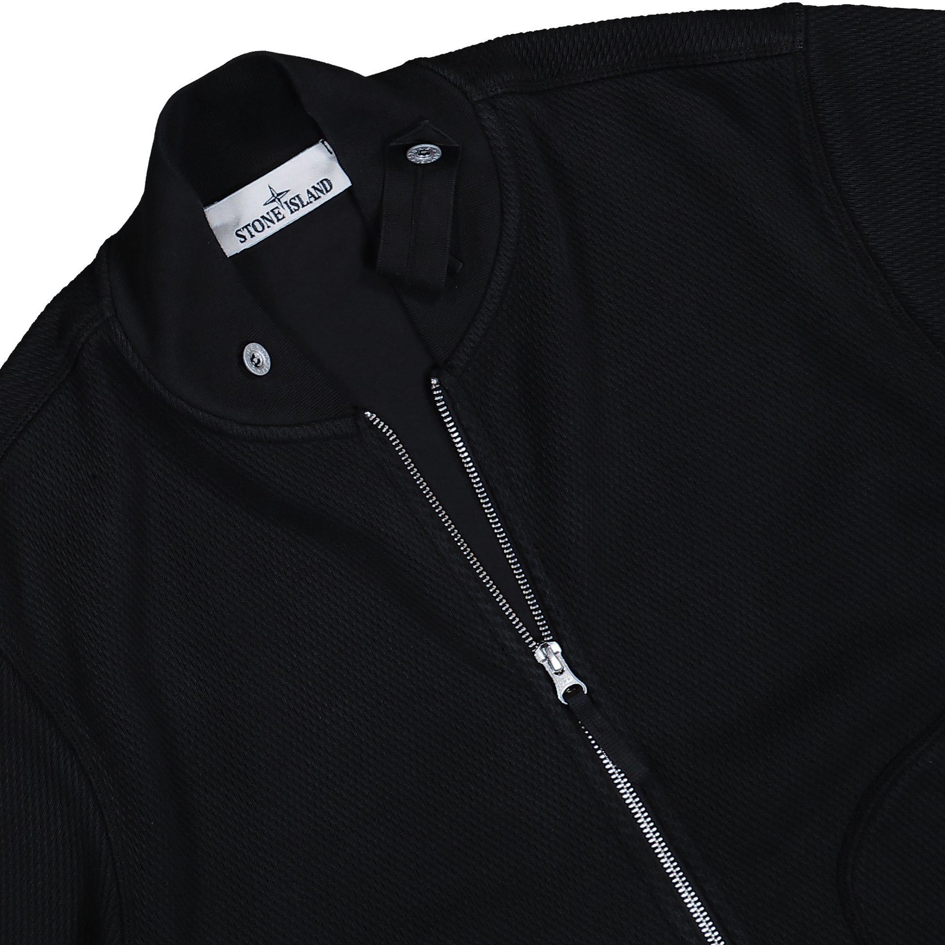 Stone Island Mesh Stich Organic Cotton Fleece Jacket Black  Tracksuit Tops L1S156100014-S0297 V0029 Detail View 3 | GATE
