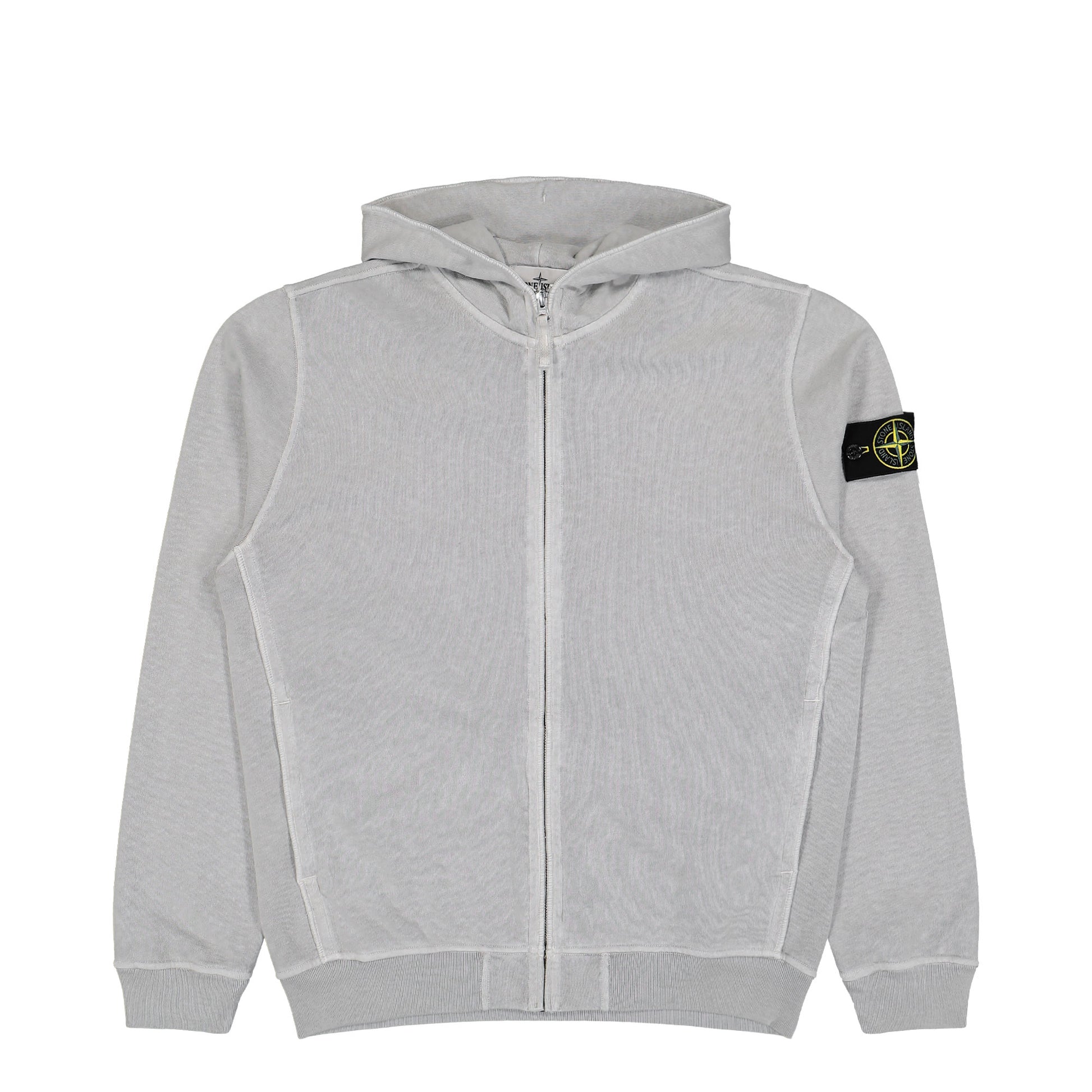 Stone Island Malfile Fleece Old Effect Zip Up Hoodie Sweater Pearl Grey Tracksuit Tops L1S156100032-S0060 V0161 Detail View 1 | GATE
