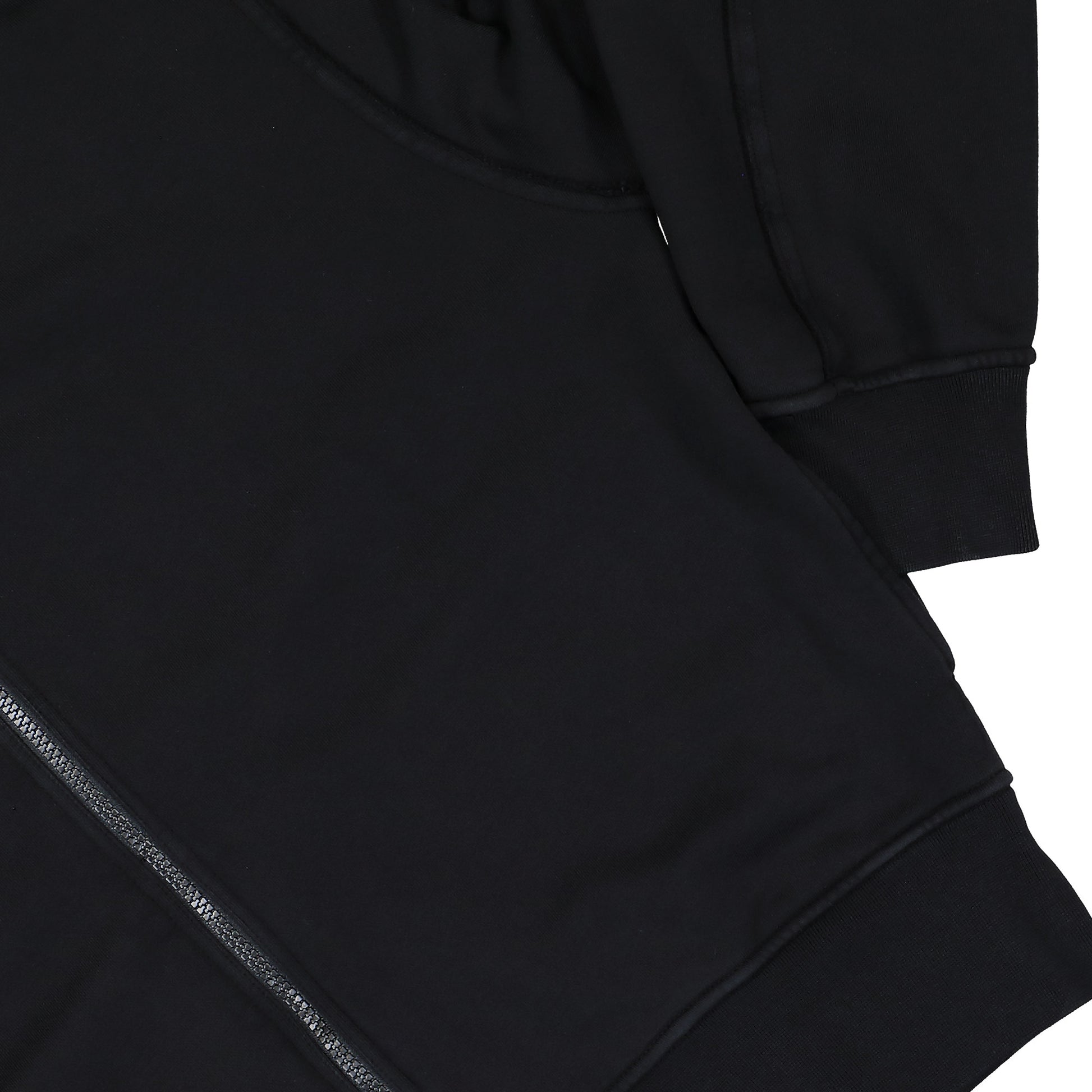 Stone Island Organic Cotton Fleece Zip Up Hoodie Sweater Black Tracksuit Tops L1S156100039-S0051 V0029 Detail View 4 | GATE

