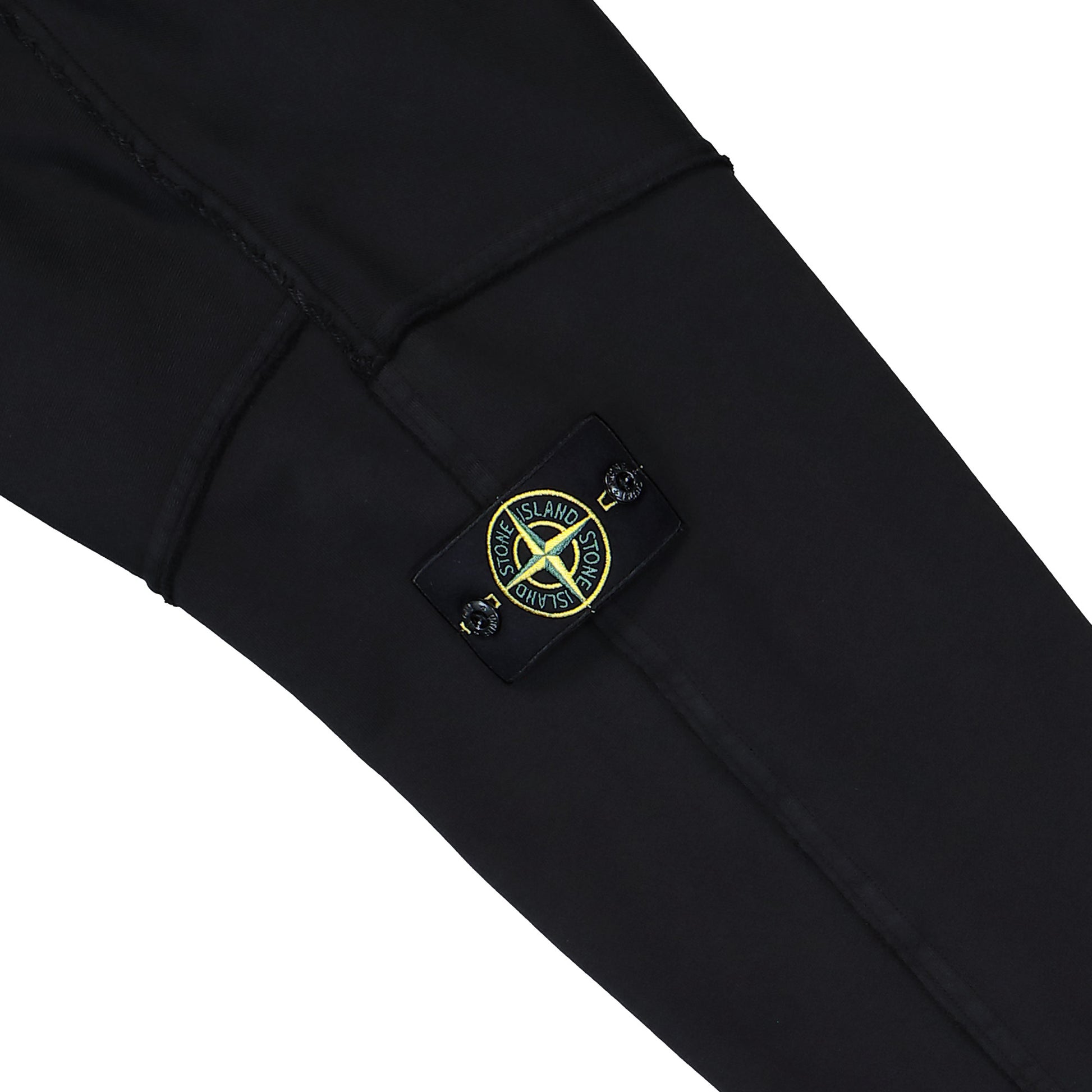Stone Island Organic Cotton Fleece Zip Up Hoodie Sweater Black Tracksuit Tops L1S156100039-S0051 V0029 Detail View 5 | GATE

