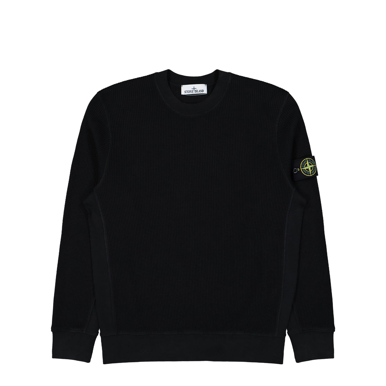 Stone Island Organic Cotton Waffle Fleece Sweatshirt Black Sweatshirts L1S156100056-S0044 V0029 Detail View 1 | GATE

