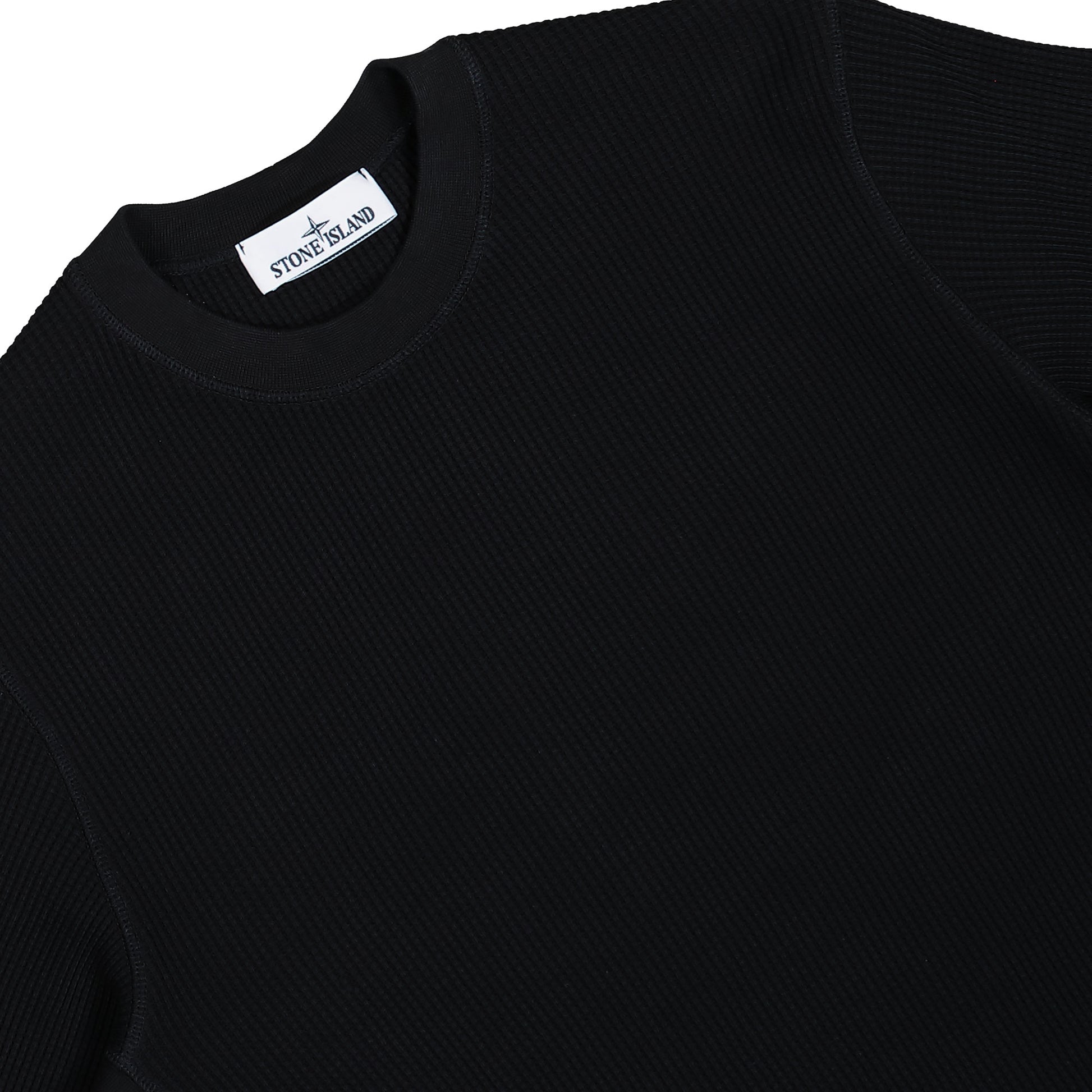 Stone Island Organic Cotton Waffle Fleece Sweatshirt Black Sweatshirts L1S156100056-S0044 V0029 Detail View 3 | GATE
