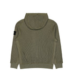 Stone Island Organic Cotton Waffle Fleece Zip Up Hoodie Sweater Military Green Tracksuit Tops L1S15 6100058-S0044 V005G Detail View 2 | GATE