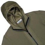 Stone Island Organic Cotton Waffle Fleece Zip Up Hoodie Sweater Military Green Tracksuit Tops L1S15 6100058-S0044 V005G Detail View 3 | GATE