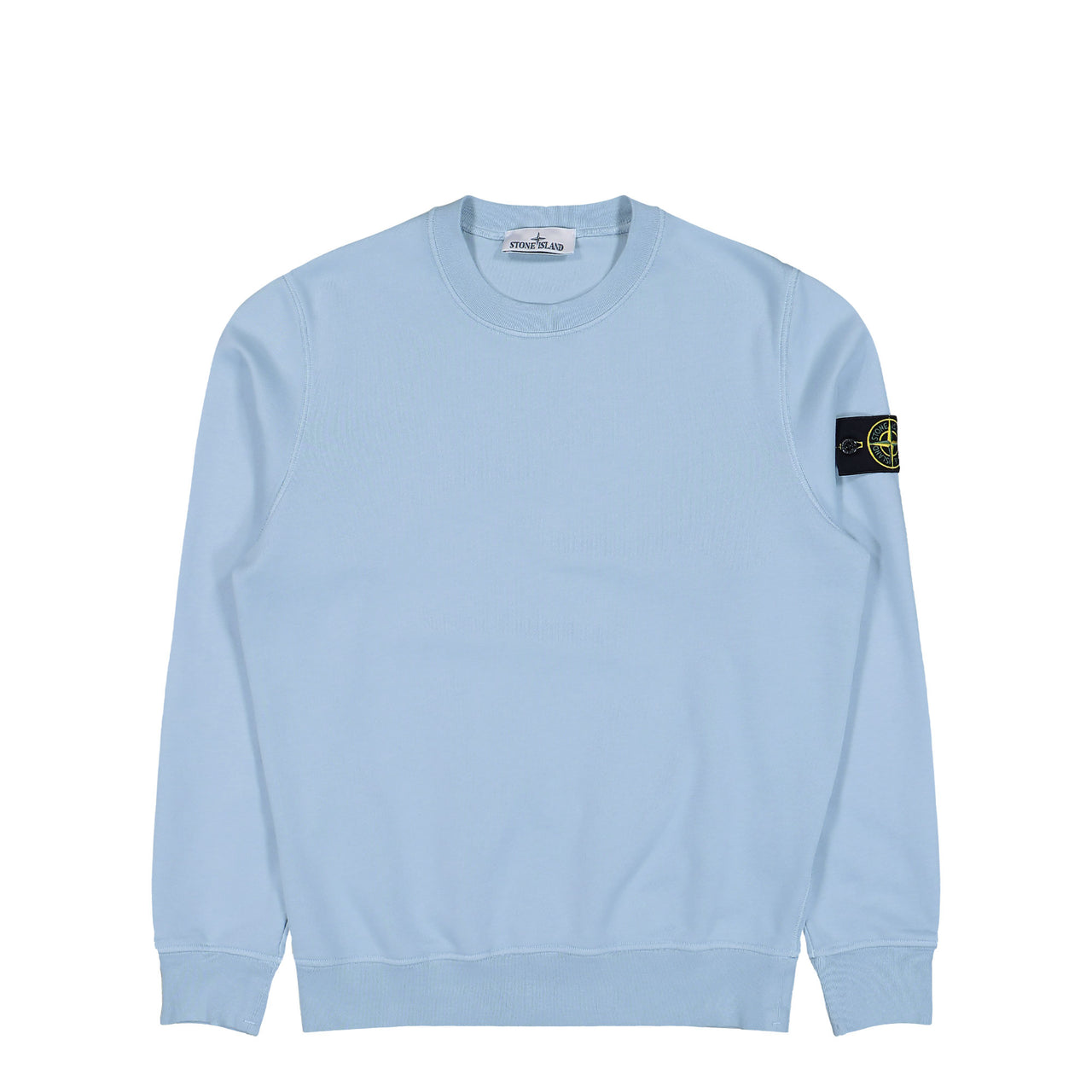 Stone Island Organic Cotton Fleece Sweatshirt Powder Blue Sweatshirts L1S156100060-S0051 V004A Detail View 1 | GATE
