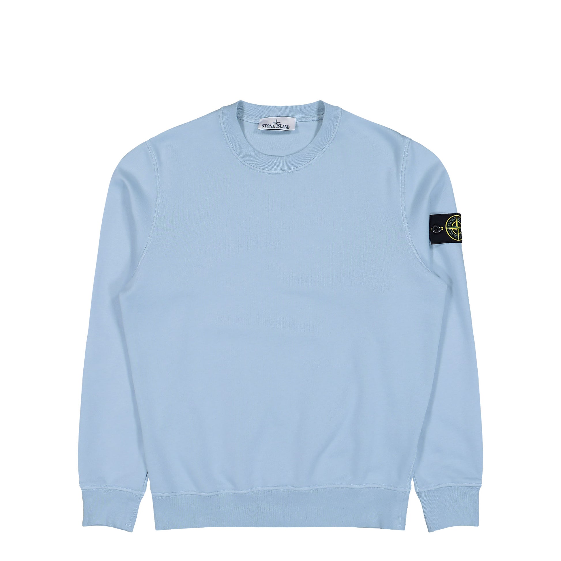 Stone Island Organic Cotton Fleece Sweatshirt Powder Blue Sweatshirts L1S156100060-S0051 V004A Detail View 1 | GATE
