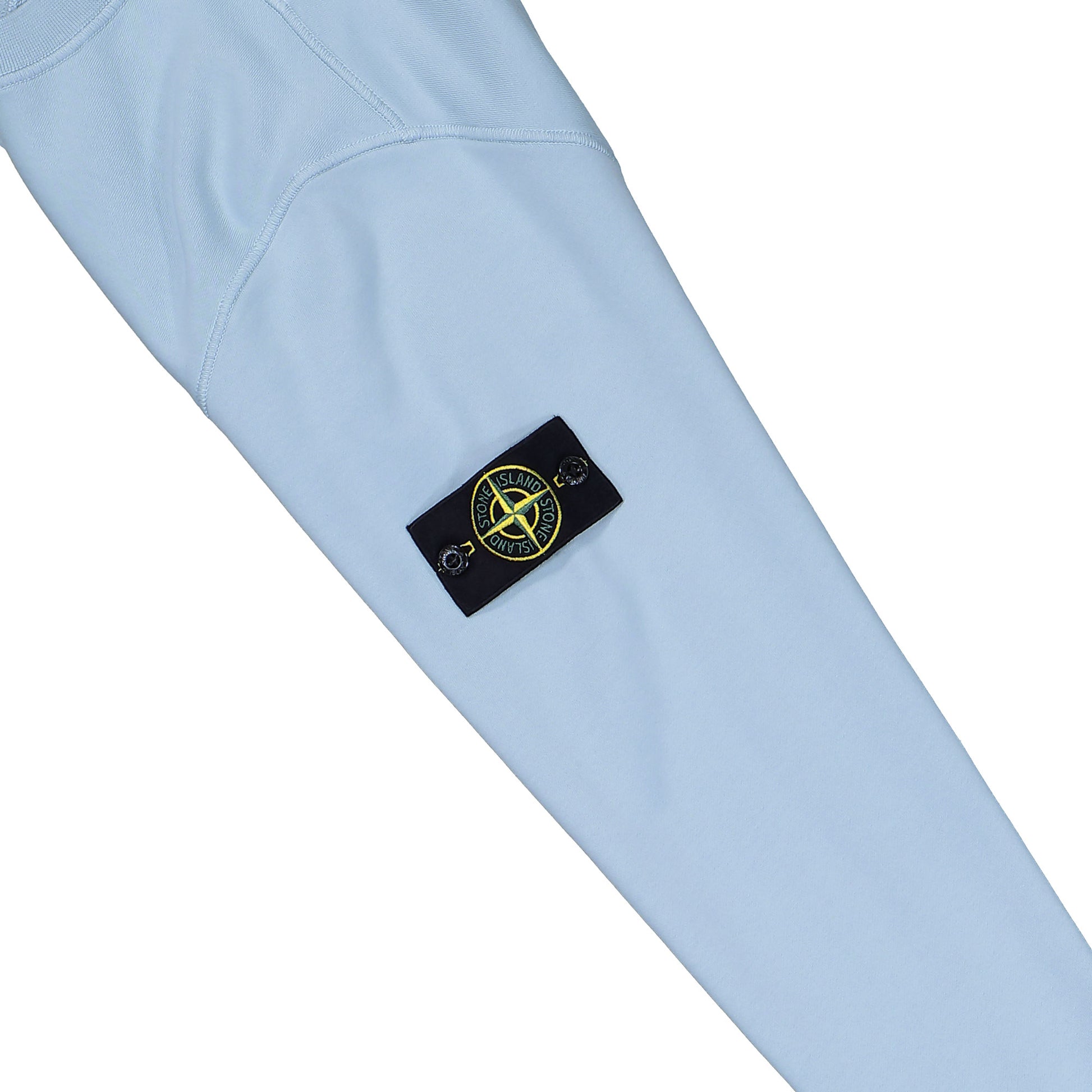 Stone Island Organic Cotton Fleece Sweatshirt Powder Blue Sweatshirts L1S156100060-S0051 V004A Detail View 4 | GATE
