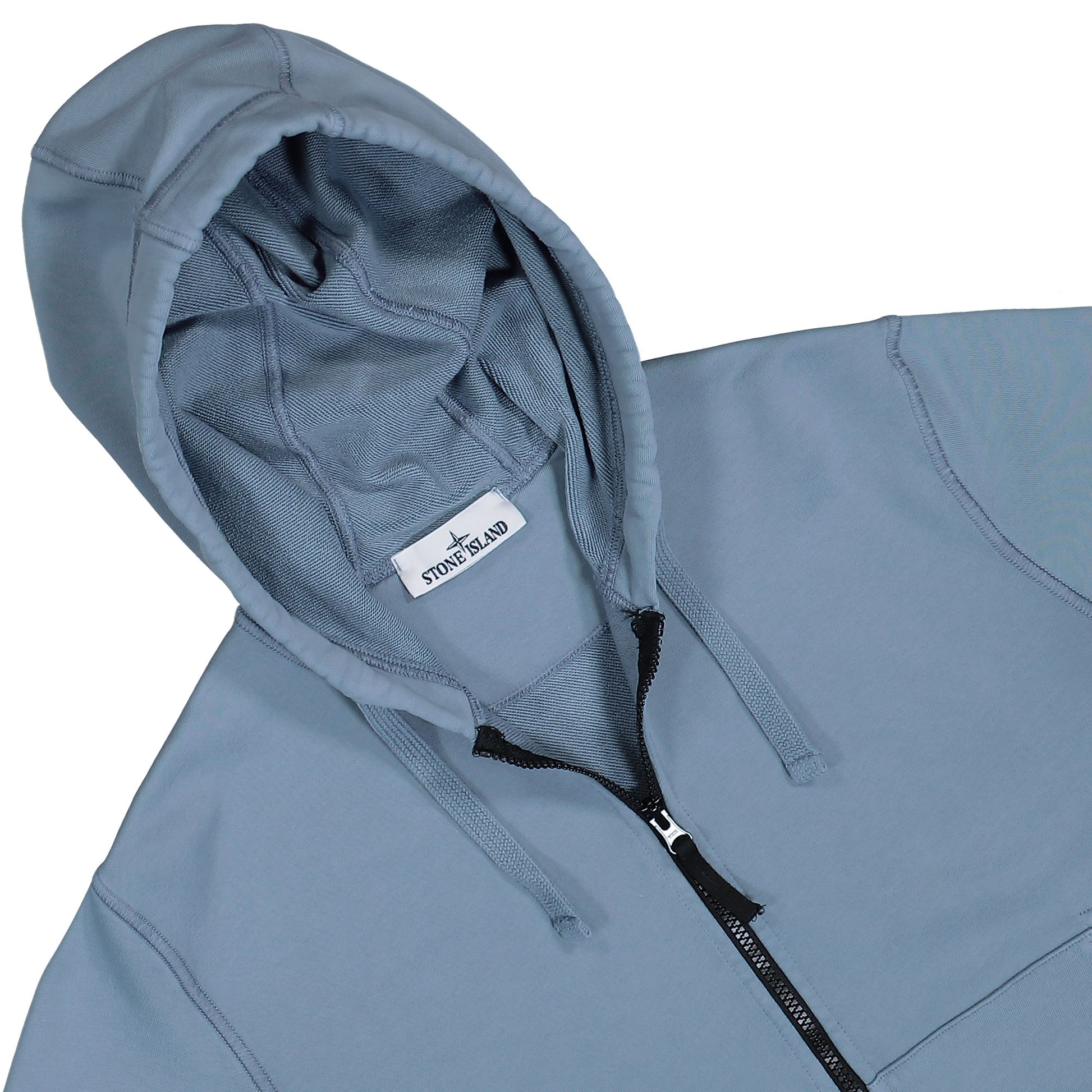 Stone Island Organic Cotton Fleece Zip Up Hoodie Sweater Dark Blue Tracksuit Tops L1S156100061-S0051 V0024 Detail View 3 | GATE
