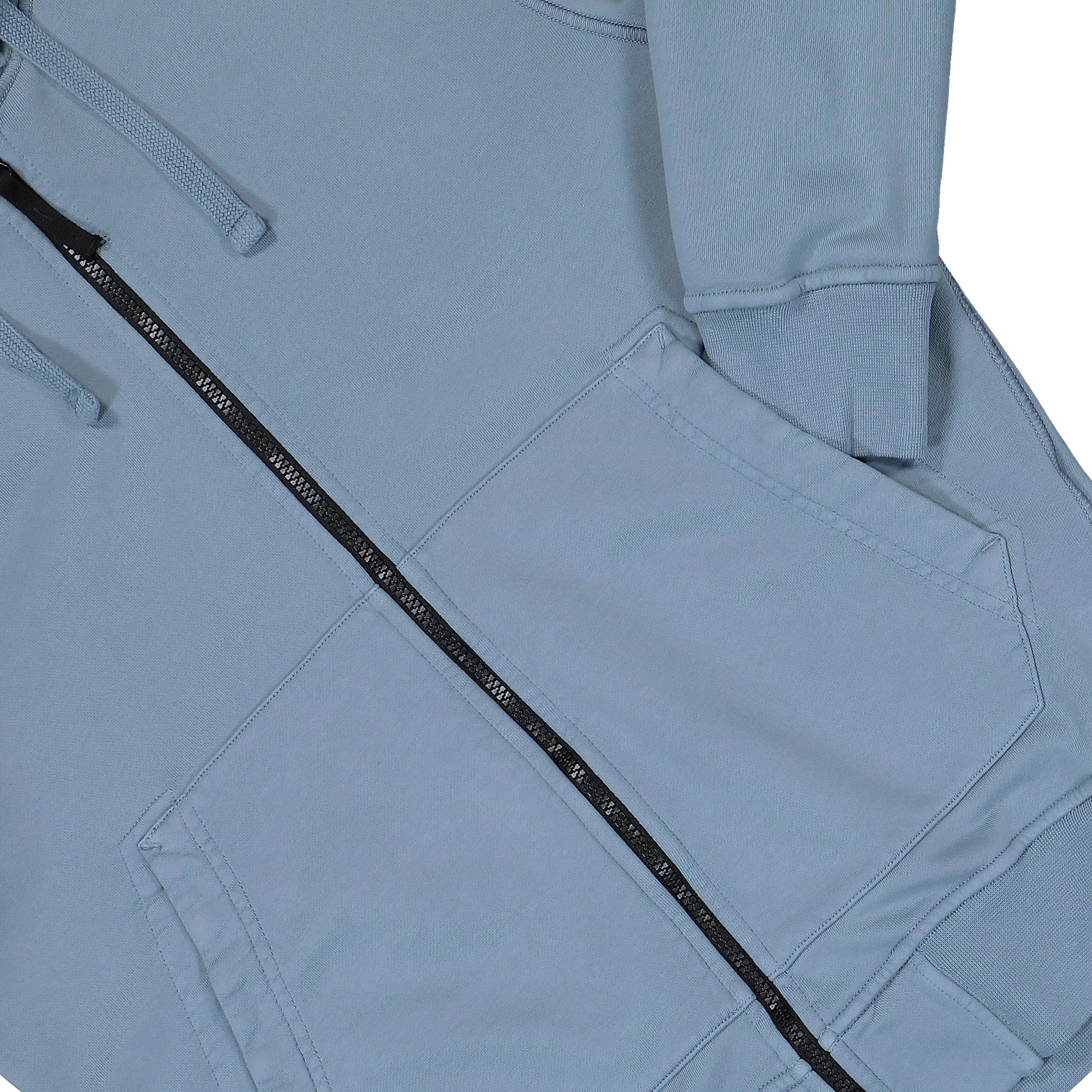 Stone Island Organic Cotton Fleece Zip Up Hoodie Sweater Dark Blue Tracksuit Tops L1S156100061-S0051 V0024 Detail View 4 | GATE

