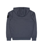 Stone Island Organic Cotton Fleece Zip Up Hoodie Sweater Blue Grey Tracksuit Tops L1S156100061-S0051 V002D Detail View 2 | GATE
