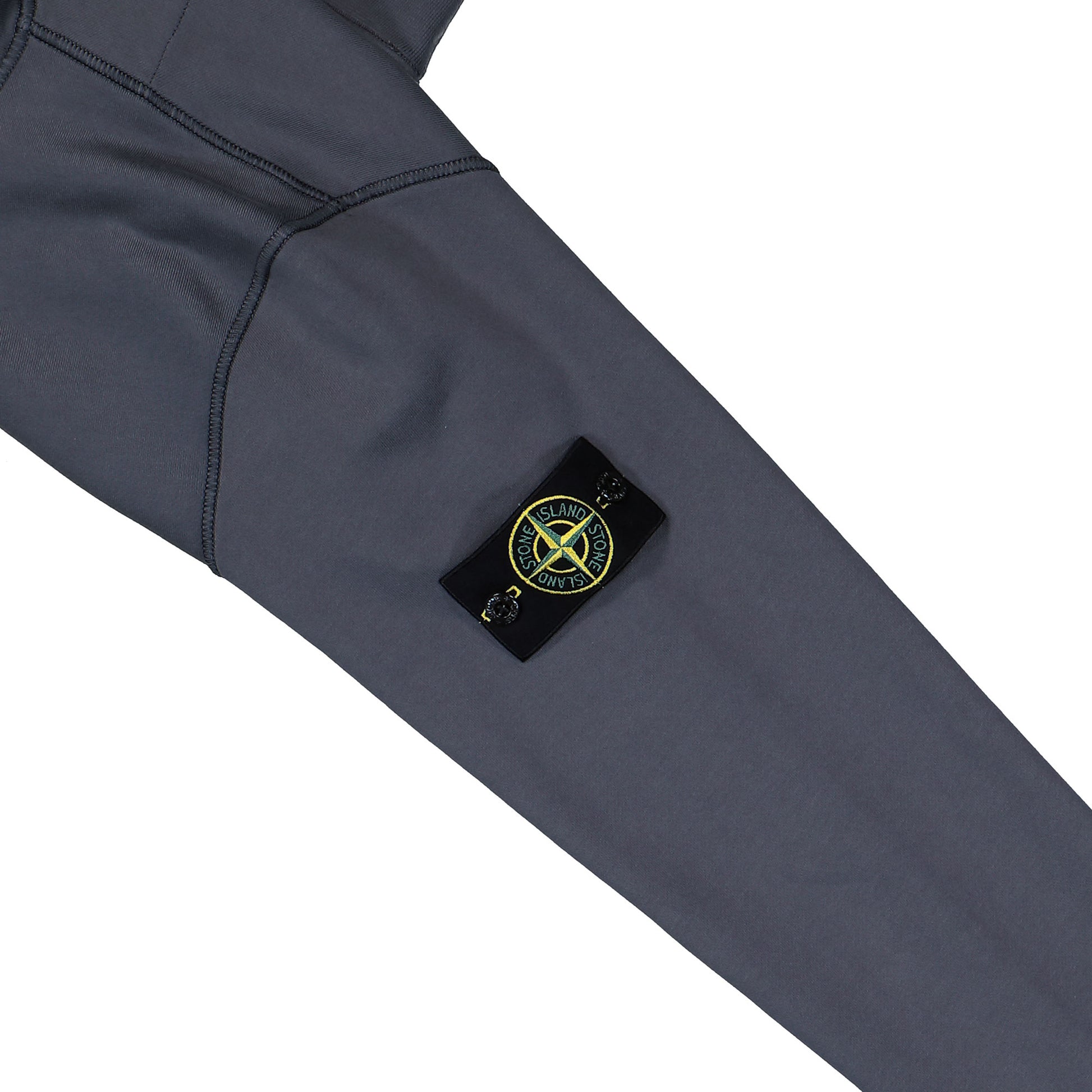 Stone Island Organic Cotton Fleece Zip Up Hoodie Sweater Blue Grey Tracksuit Tops L1S156100061-S0051 V002D Detail View 5 | GATE
