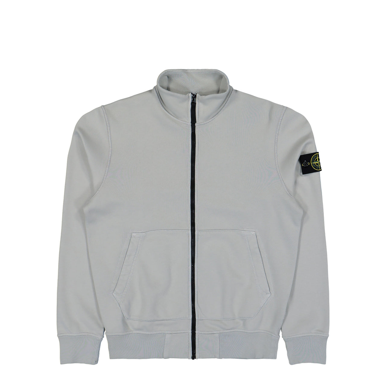 Stone Island Organic Cotton Fleece Zip Up Cardigan Pearl Grey Tracksuit Tops L1S156100063-S0051 V0061 Detail View 1 | GATE
