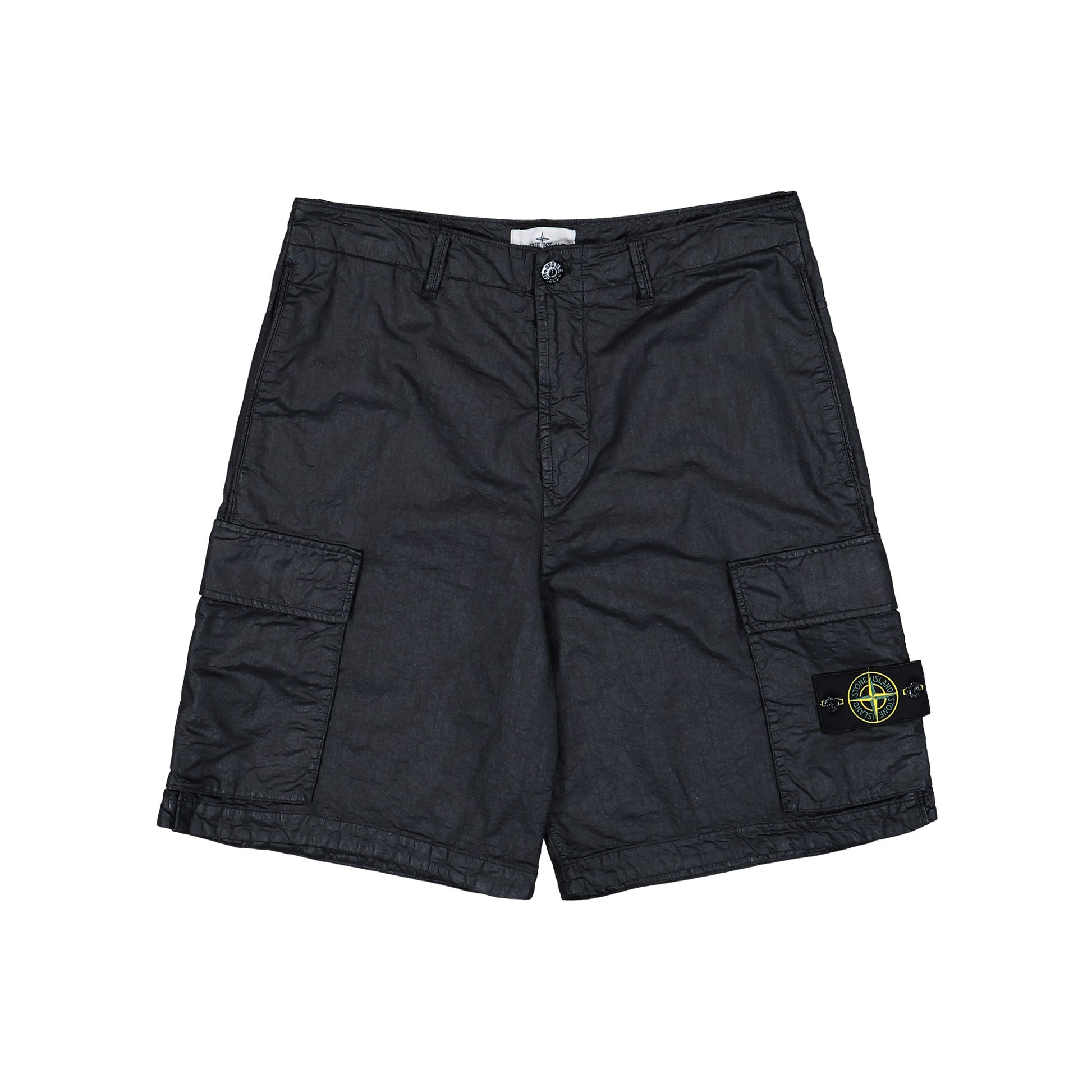 Stone Island Organic Look Nylon Panama TC Cargo Bermuda Black Shorts L1S15L100001-S0069 V0029 Detail View 1 | GATE
