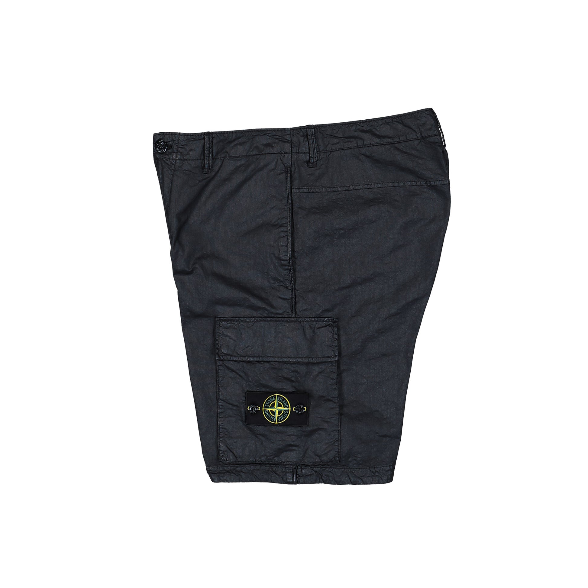 Stone Island Organic Look Nylon Panama TC Cargo Bermuda Black Shorts L1S15L100001-S0069 V0029 Detail View 3 | GATE
