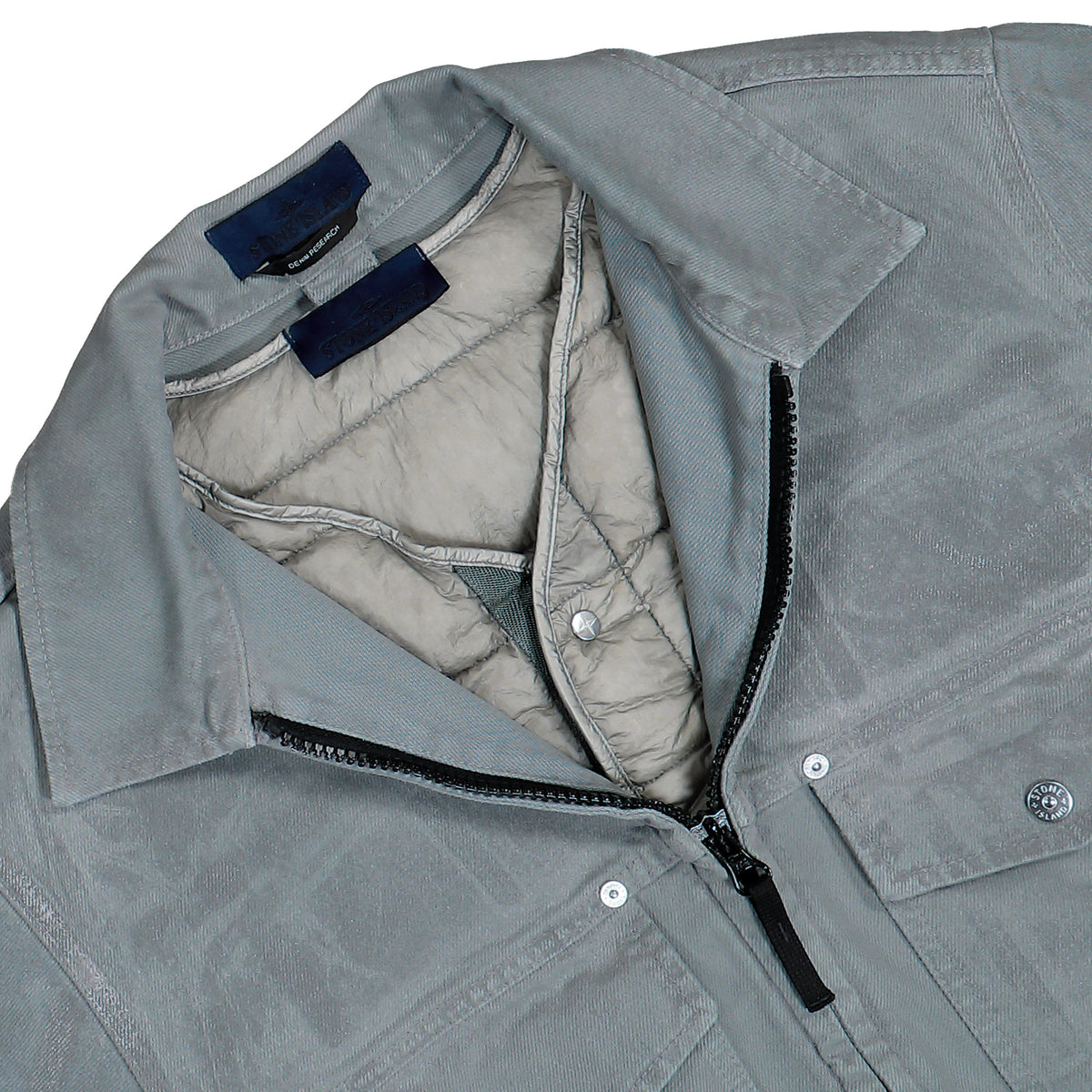 Stone Island Indigo Denim Grainy Wash Five-Pocket Jeans Grey Jackets L2S144100002-S0J28 V0060 Detail View 5 | GATE