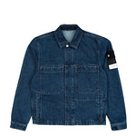 Stone Island Grainy Wash Indigo Denim Biker Jacket Blue Medium Wash Jackets L2S144100006-S0J34 VJ202 Detail View 1 | GATE