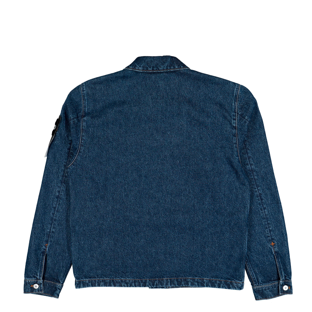 Stone Island Grainy Wash Indigo Denim Biker Jacket Blue Medium Wash Jackets L2S144100006-S0J34 VJ202 Detail View 1 | GATE