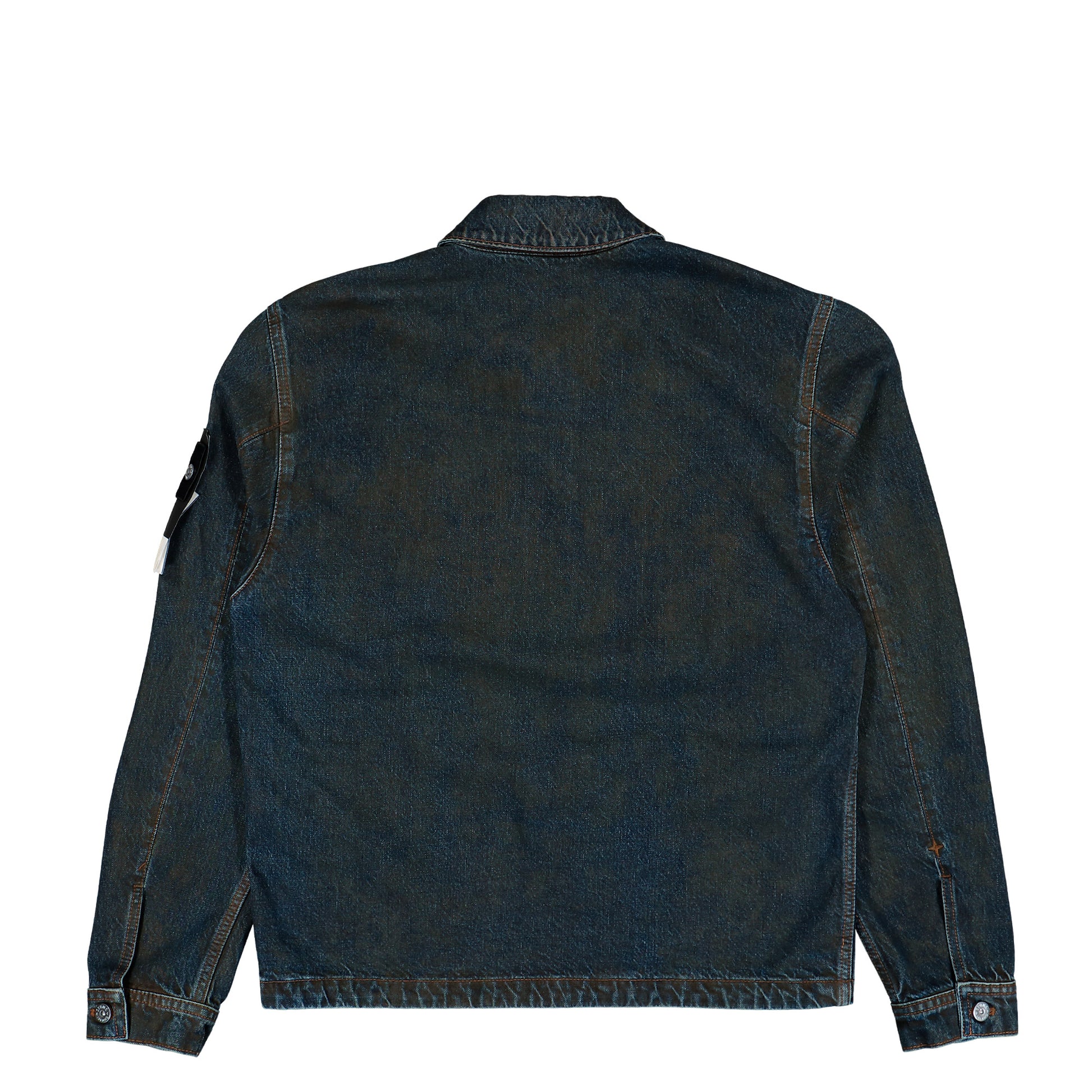 Stone Island Laser Pigment Indigo Denim Biker Jacket Blue Black Jackets L2S144100006-S0J40 VJ229 Detail View 2 | GATE