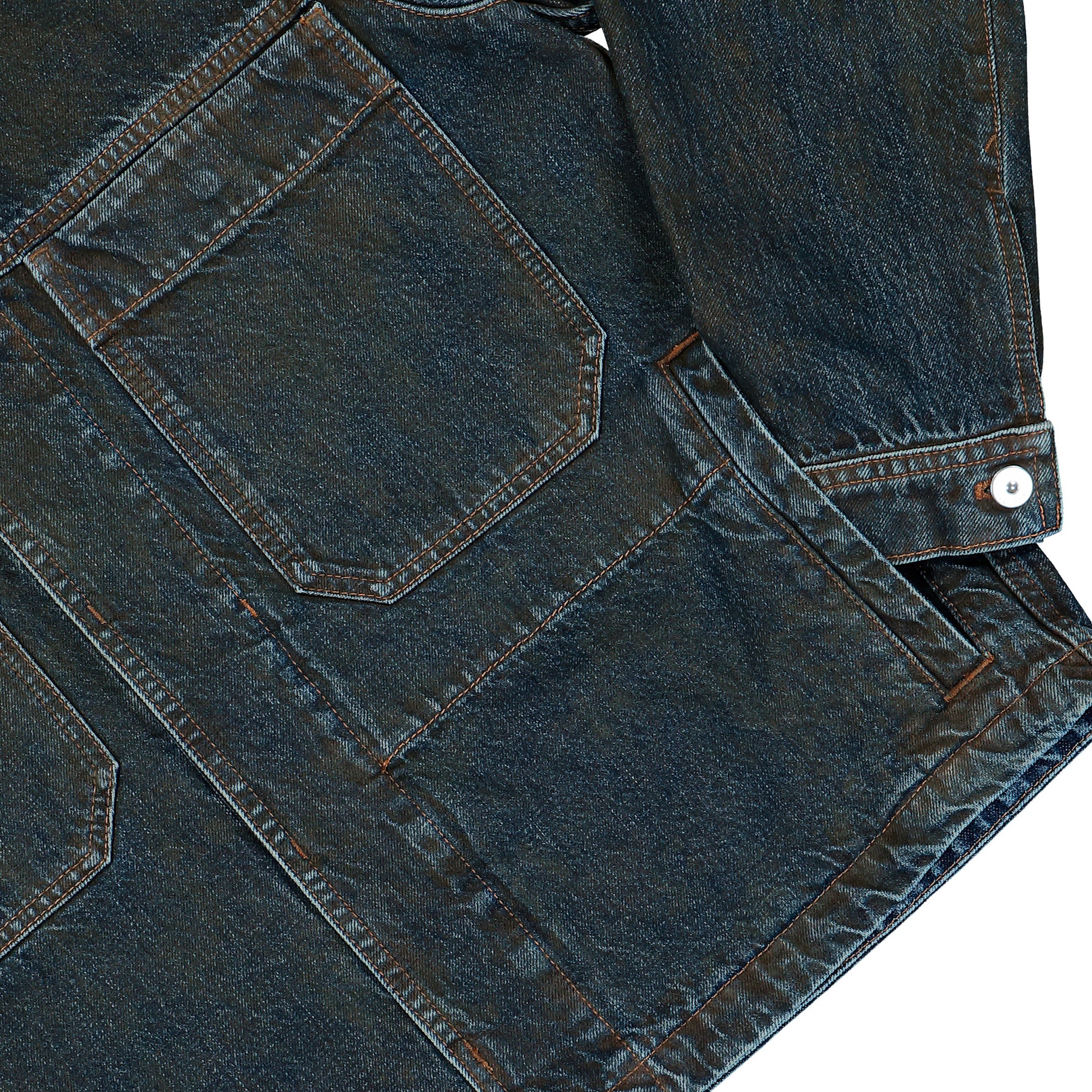 Stone Island Laser Pigment Indigo Denim Biker Jacket Blue Black Jackets L2S144100006-S0J40 VJ229 Detail View 4 | GATE