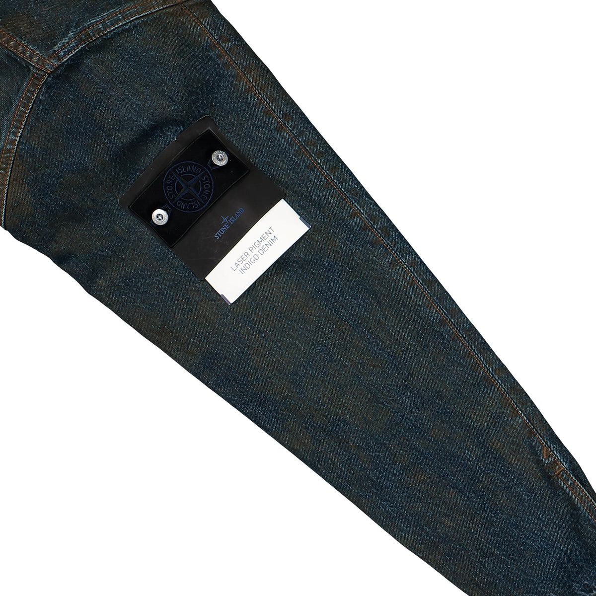 Stone Island Laser Pigment Indigo Denim Biker Jacket Blue Black Jackets L2S144100006-S0J40 VJ229 Detail View 5 | GATE