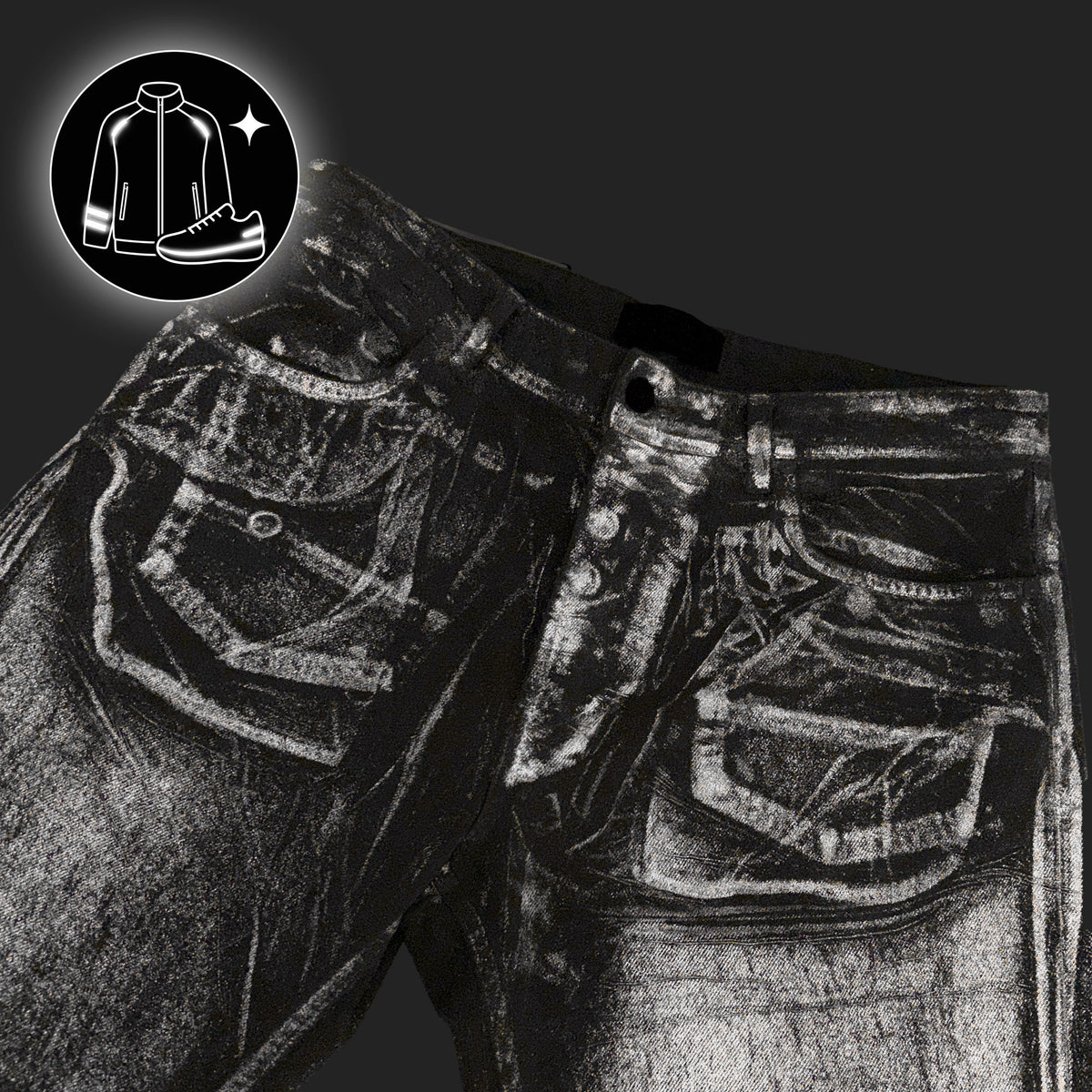 Stone Island Light Bull Denim-TC Reflective Lamination Jeans Grey Denim L2S14J100005-S0J28 V0060 Detail View 3 | GATE
