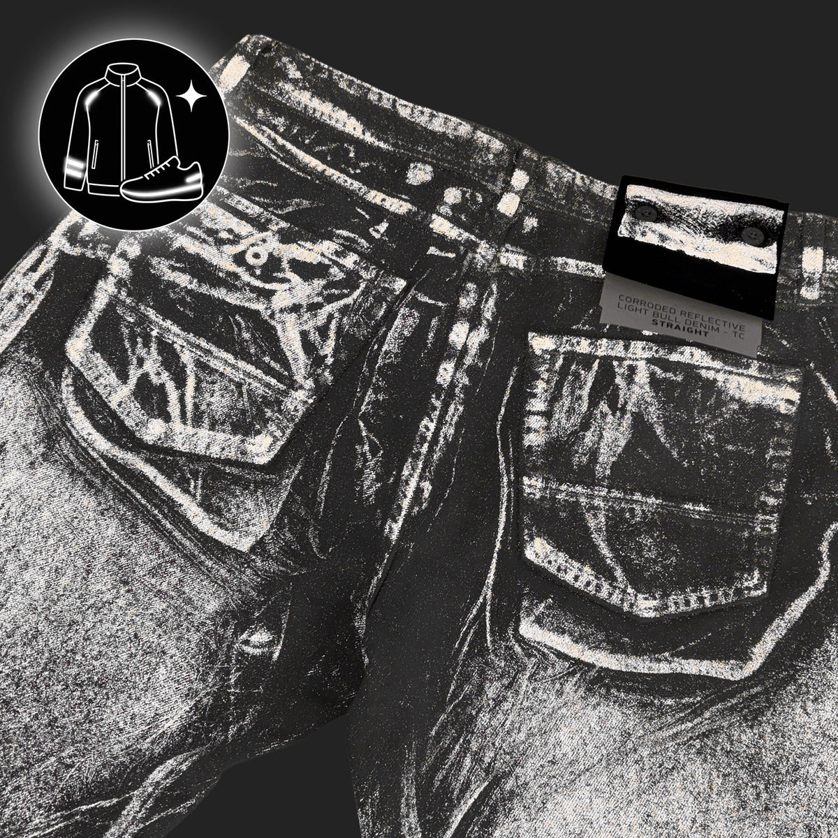 Stone Island Light Bull Denim-TC Reflective Lamination Jeans Grey Denim L2S14J100005-S0J28 V0060 Detail View 4 | GATE
