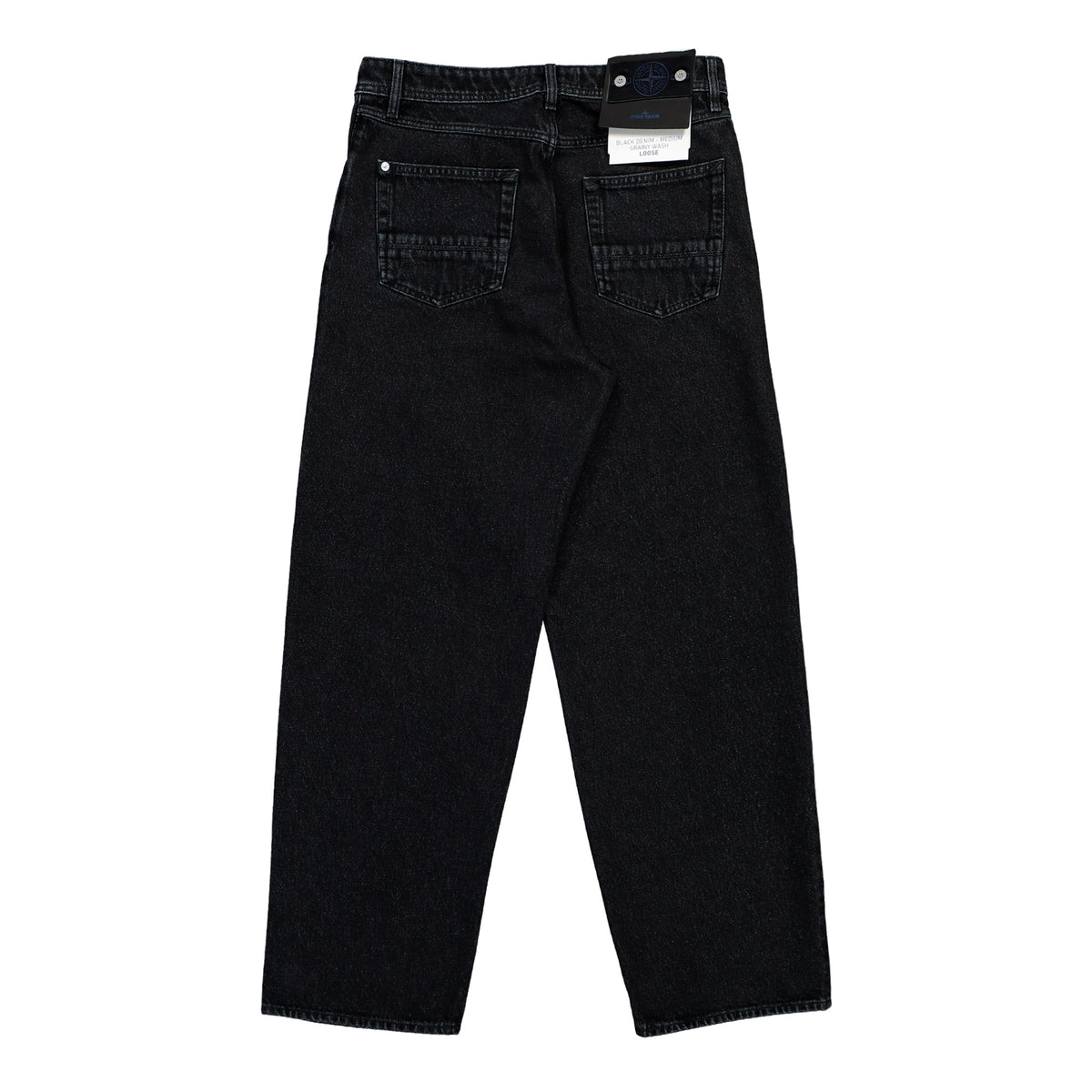 Stone Island Loose-Fit Grainy Wash Black Denim Trousers Black Medium Wash Denim L2S14J100006-S0J32 VJ902 Detail View 2 | GATE