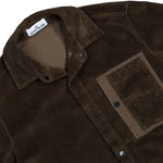 Stone Island Comfort-Fit Snap-Front Corduroy Overshirt With Chest Pocket Coal Grey Shirts L2S154100013-S0483 V0029 Detail View 3 | GATE