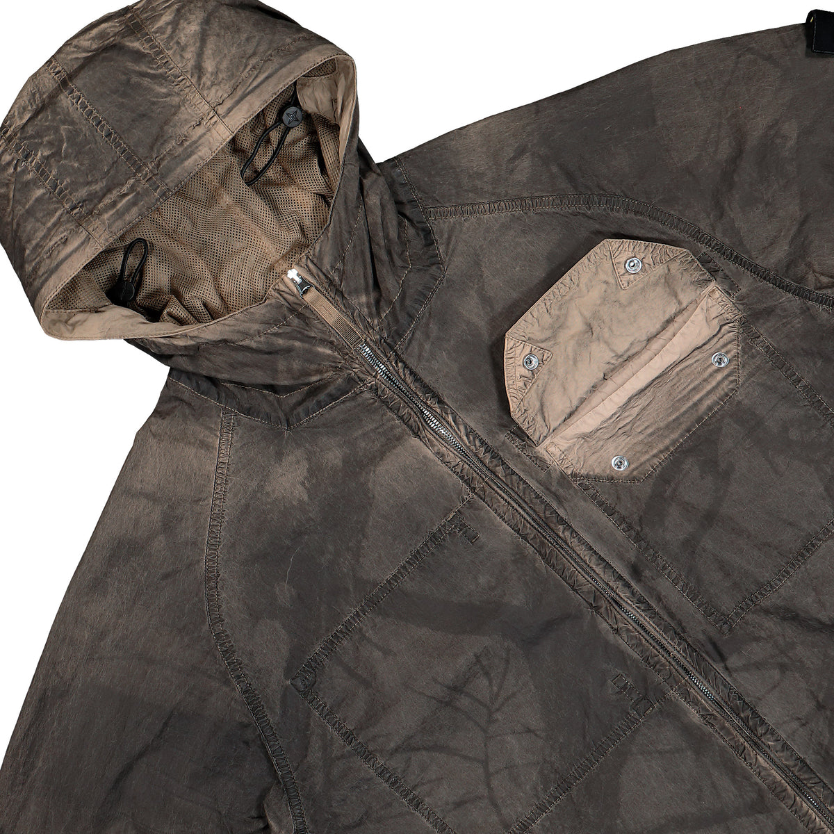 Stone Island Laser Forest Camo Crinkle Reps-TC Zip-Up Overshirt Biscuit Jackets L2S151200038-S0E16 V0094 Detail View 4 | GATE