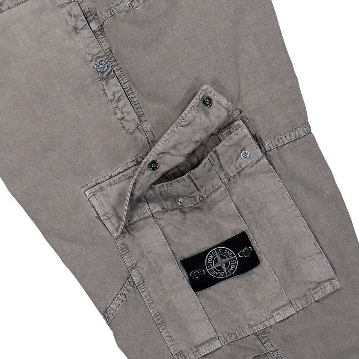 Stone Island Loose-Fit Cargo Trousers With Drawstring Cuffs Grey Pants L2S153100038-S00T6 V0060 Detail View 6 | GATE