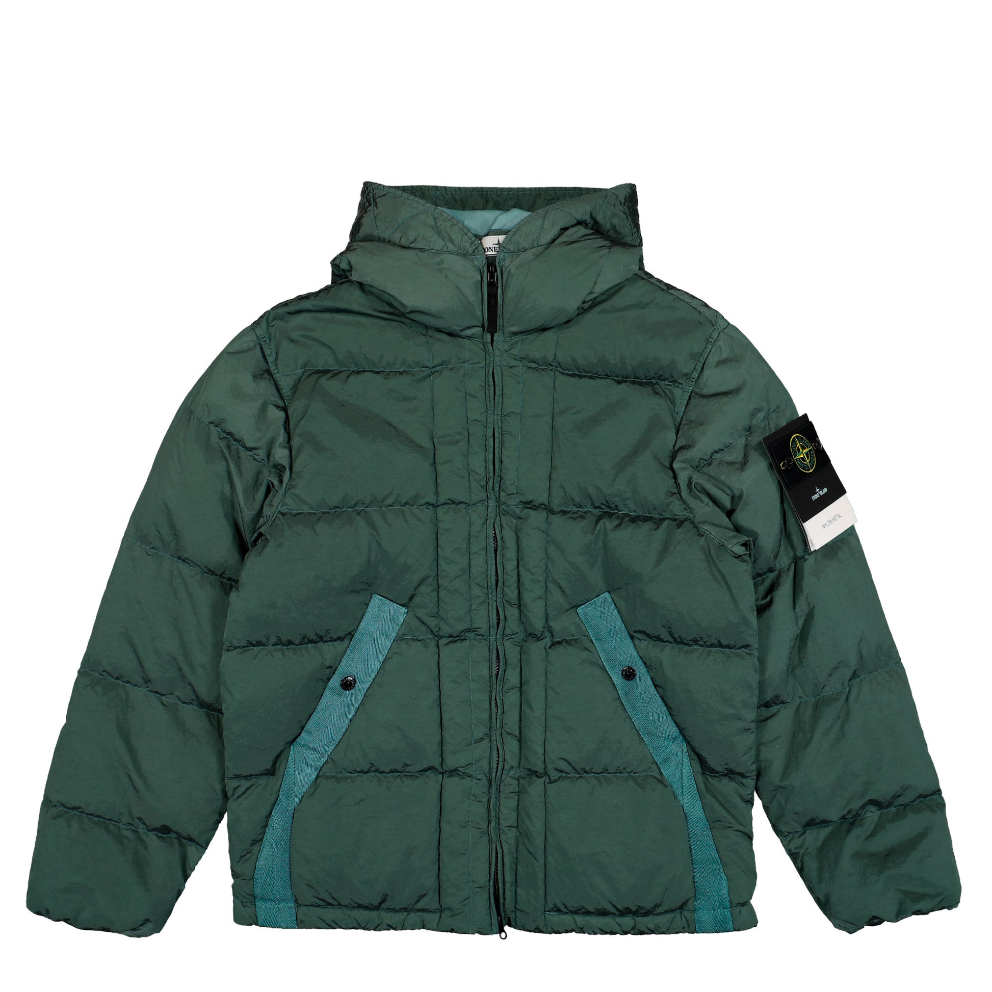 Stone Island Nylon Metal Down Jacket W Anti Drop Finish Ocean Green Jackets L2S154100019-S0019 V005T Detail View 1 | GATE