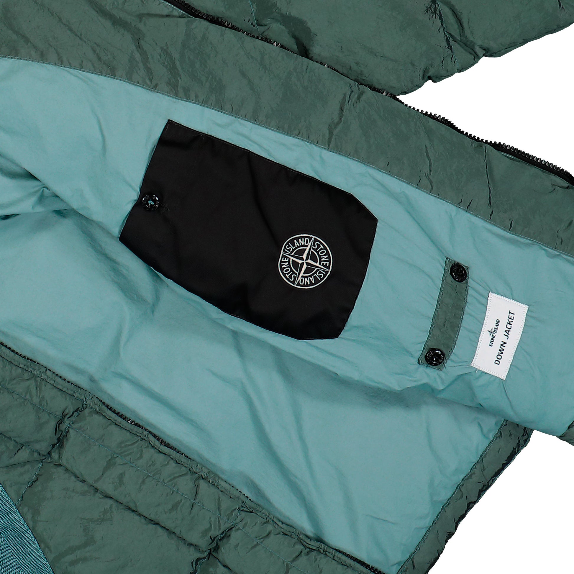 Stone Island Nylon Metal Down Jacket W Anti Drop Finish Ocean Green Jackets L2S154100019-S0019 V005T Detail View 5 | GATE