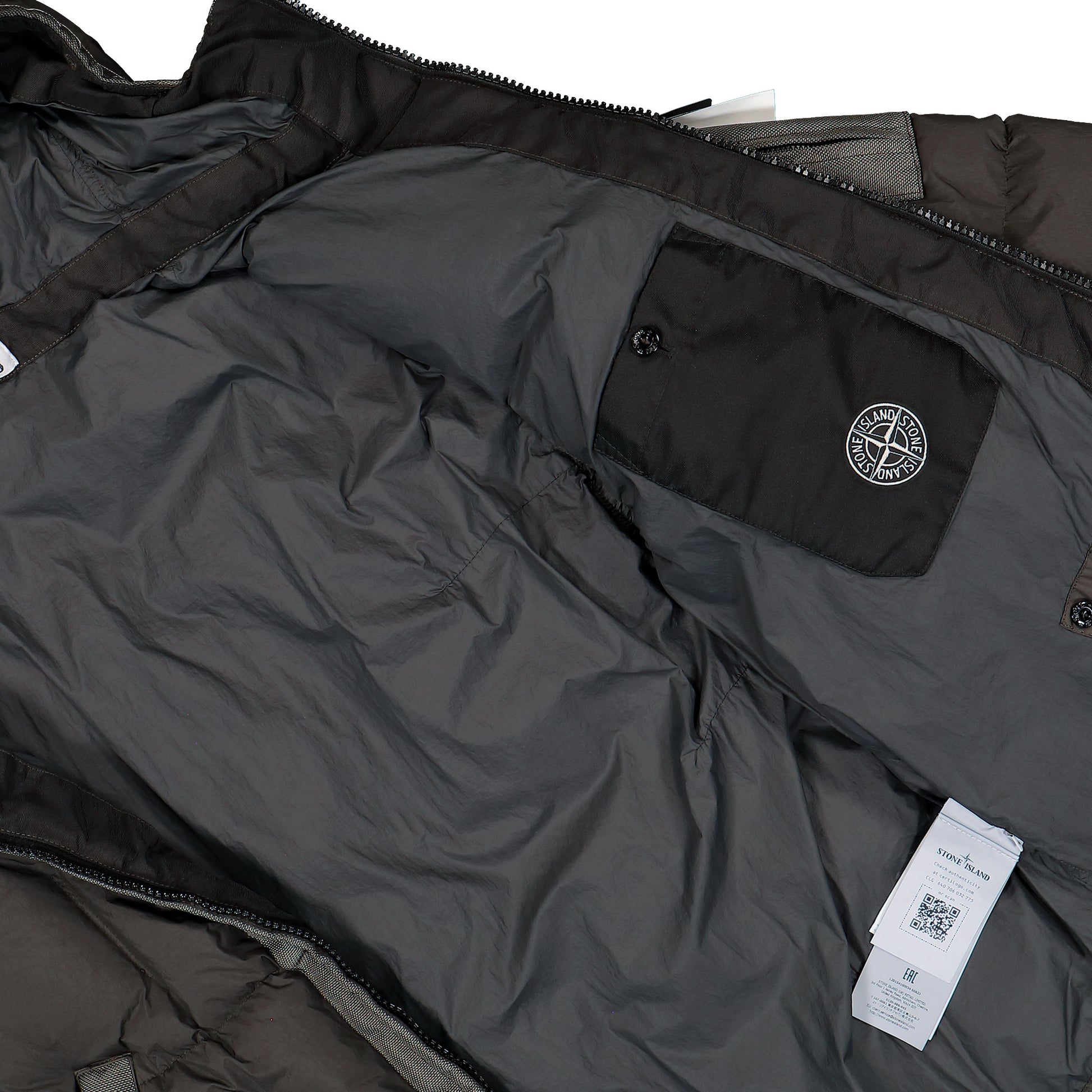 Stone Island Hooded Down Jacket W Wind Resistance And Anti Drop Lead Grey Jackets L2S154100034-S0A23 V0062 Detail View 6 | GATE