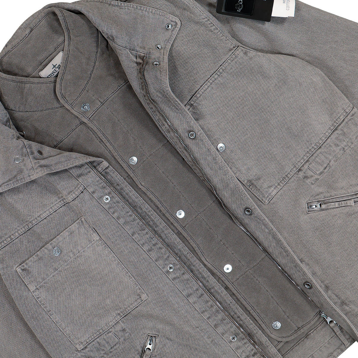 Stone Island Mineral Dyed Cotton Gabardine-TC Jacket W Removable Vest Grey Jackets L2S154100064-S00T4 V0060 Detail View 6 | GATE