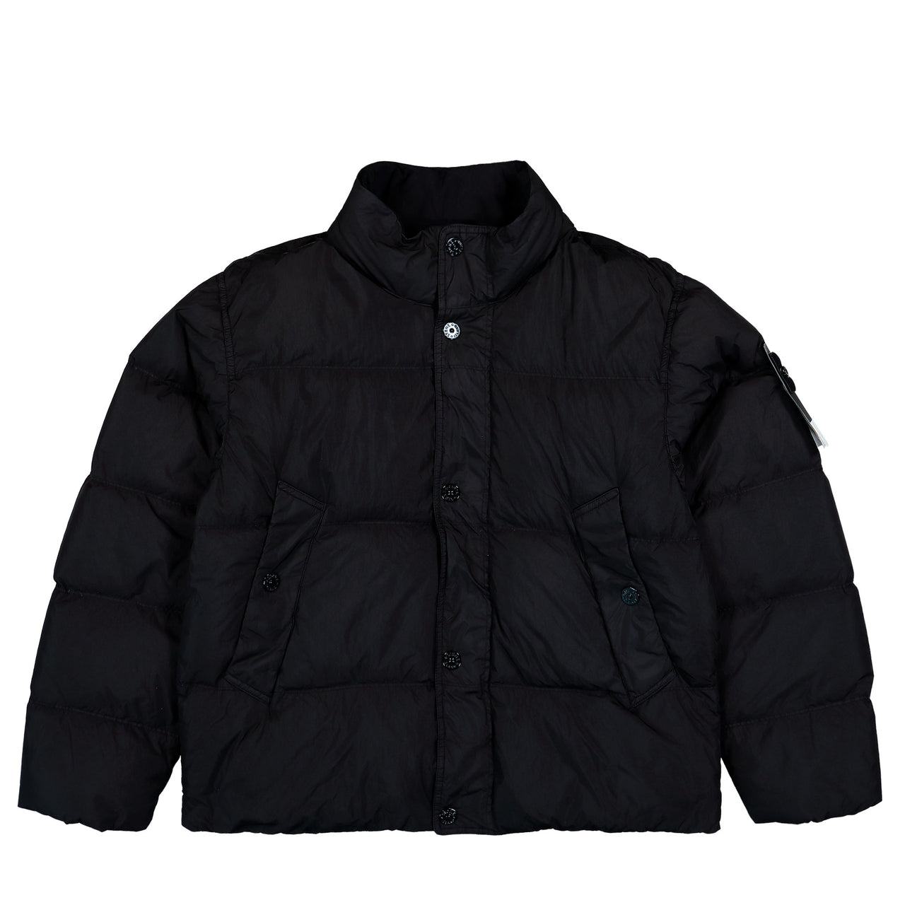 Stone Island Garment Dyed Crinkle Reps NY Down Jacket With Wind Resistance Black Jackets L2S154100109-S0A23 V0029 Detail View 1 | GATE